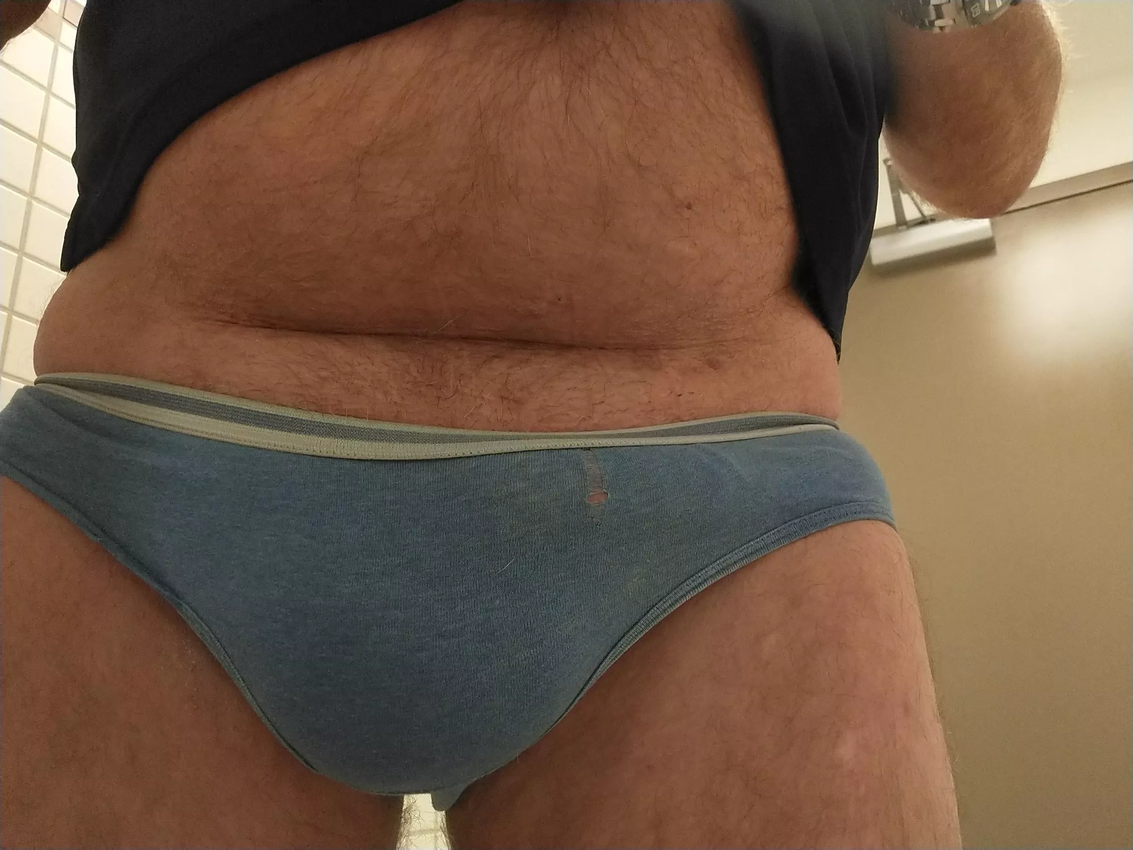 Blue low rise panties at work today