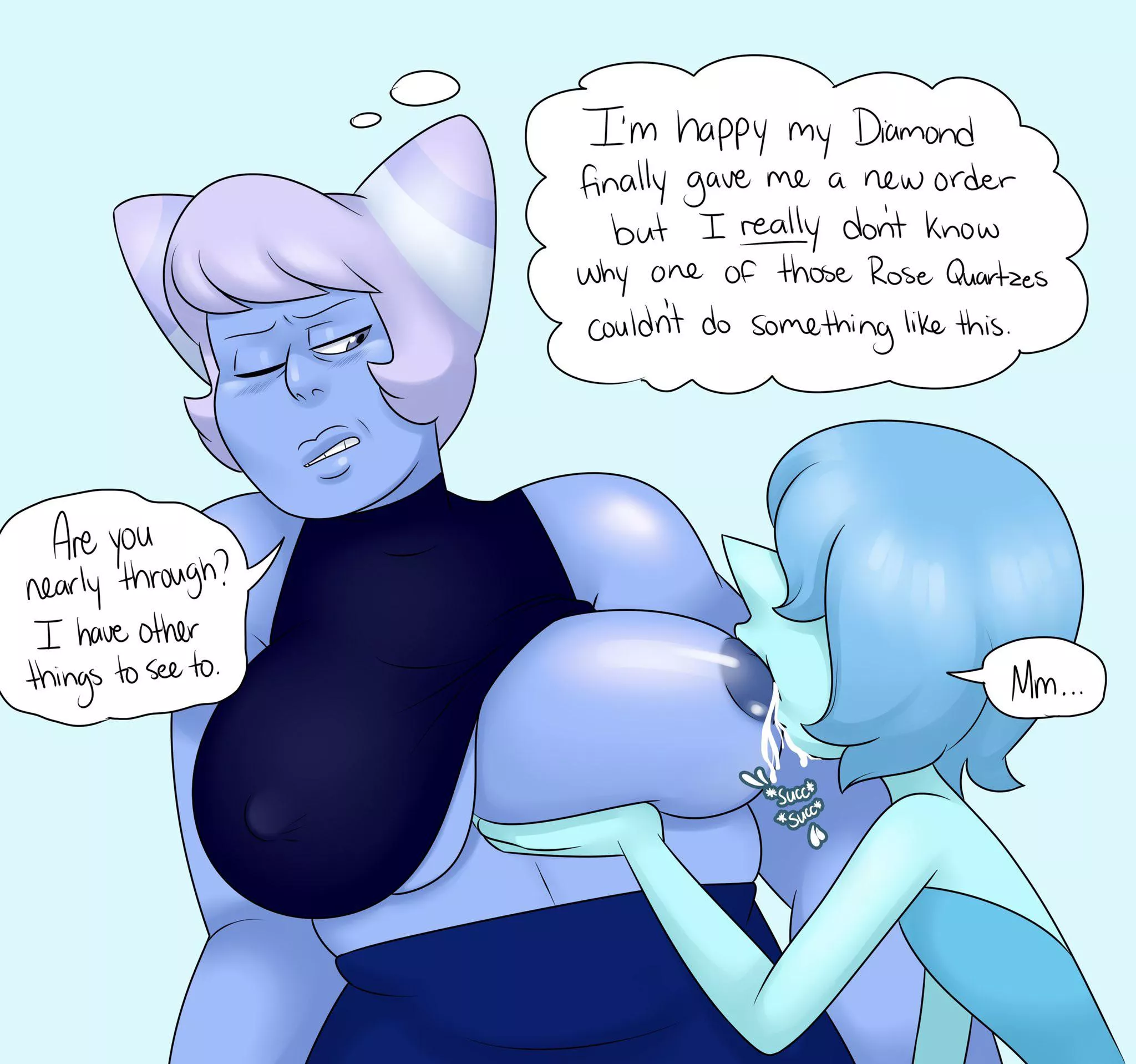 Blue Pearl enjoys some of Holly Blue Agate’s tiddy milk (art by MissGreeneynsfw)