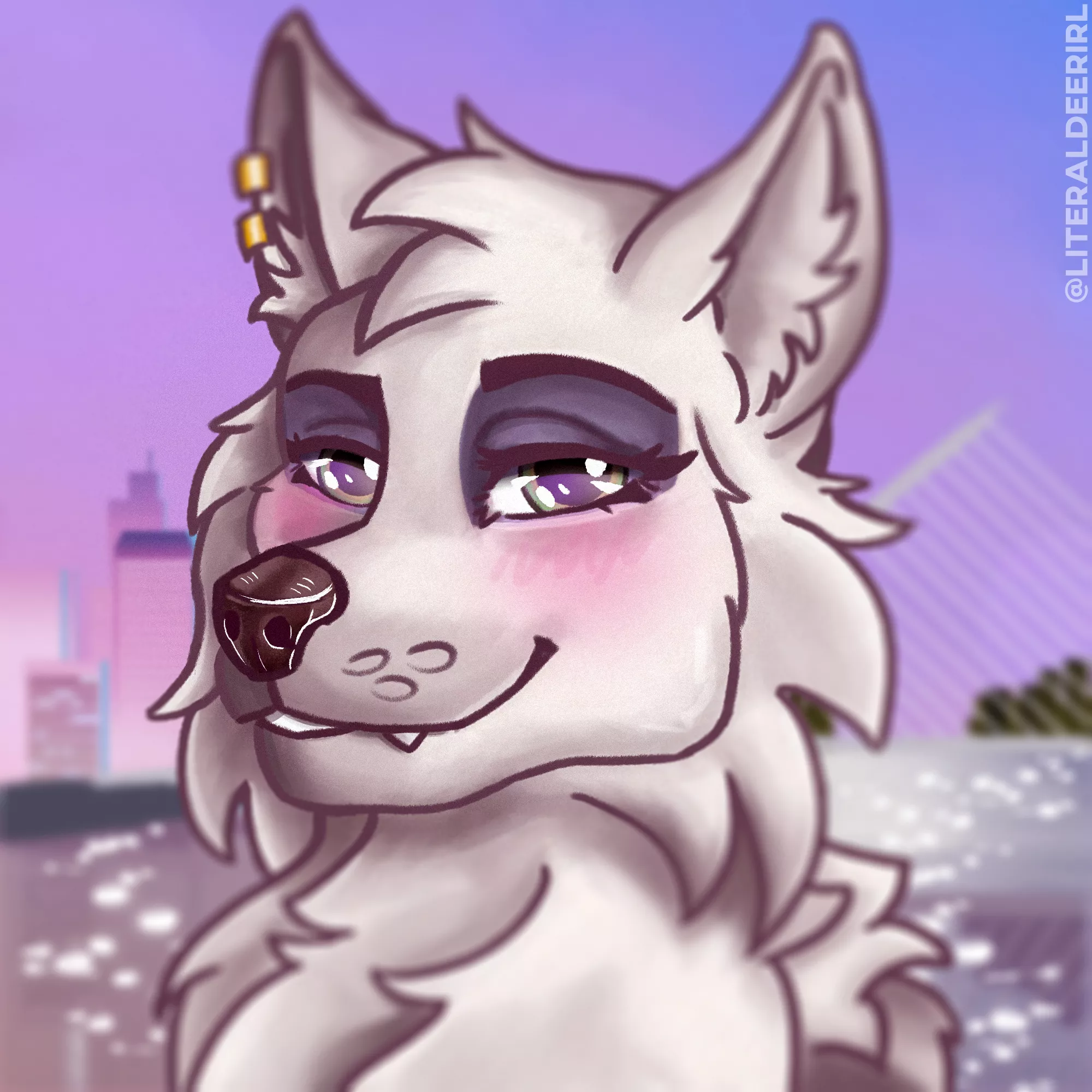 Blushy portrait for my friend Kendra 🐺✨[Drawn by me, @LiteralDeerIRL on twitter]