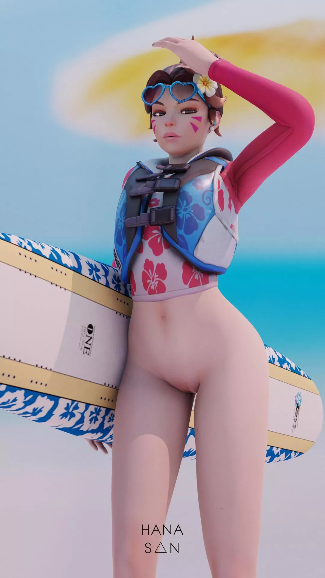 Bottomless D.va on the beach (Unknown)