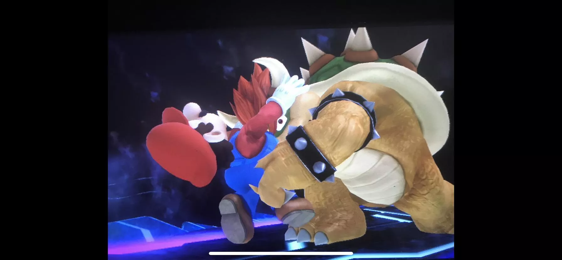 Bowser and Mario having fun time in Smash Wii U