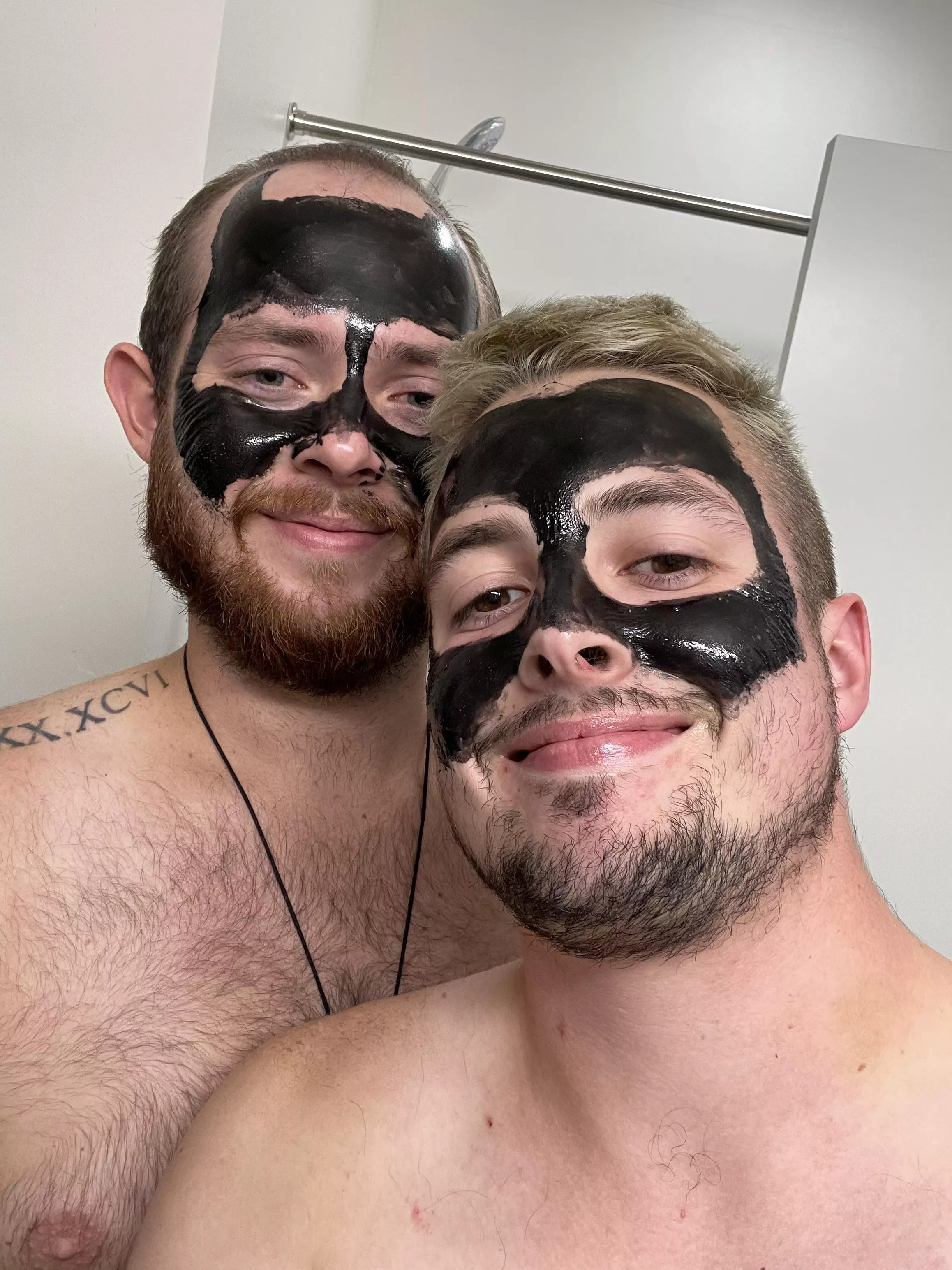 Boyfriend and I doing facemasks after we moved in together