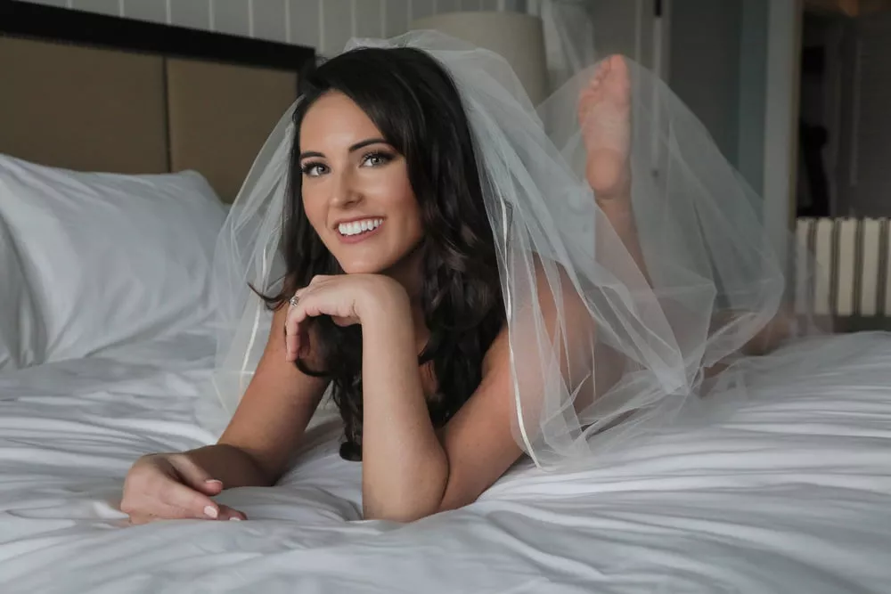 Brunette Bride on the Bed