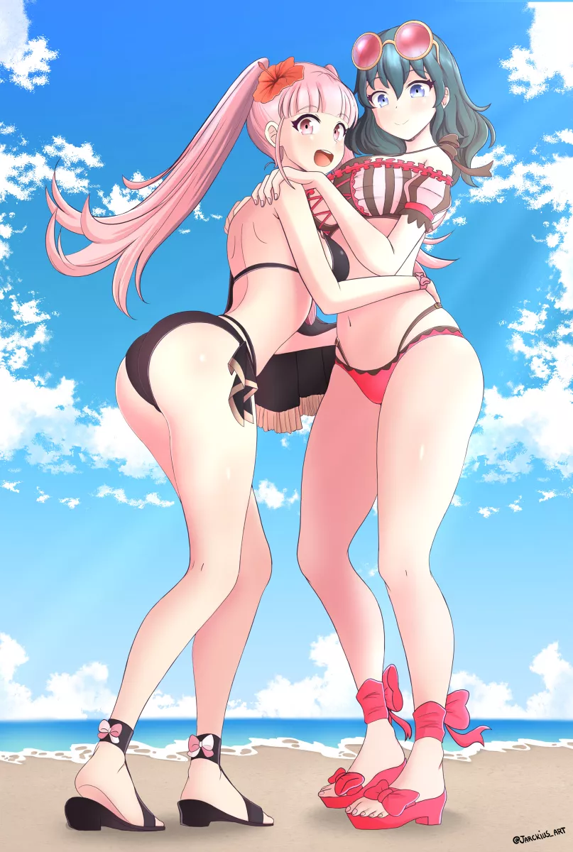 Byleth and Hilda swimsuit swap (JARCKIUS)