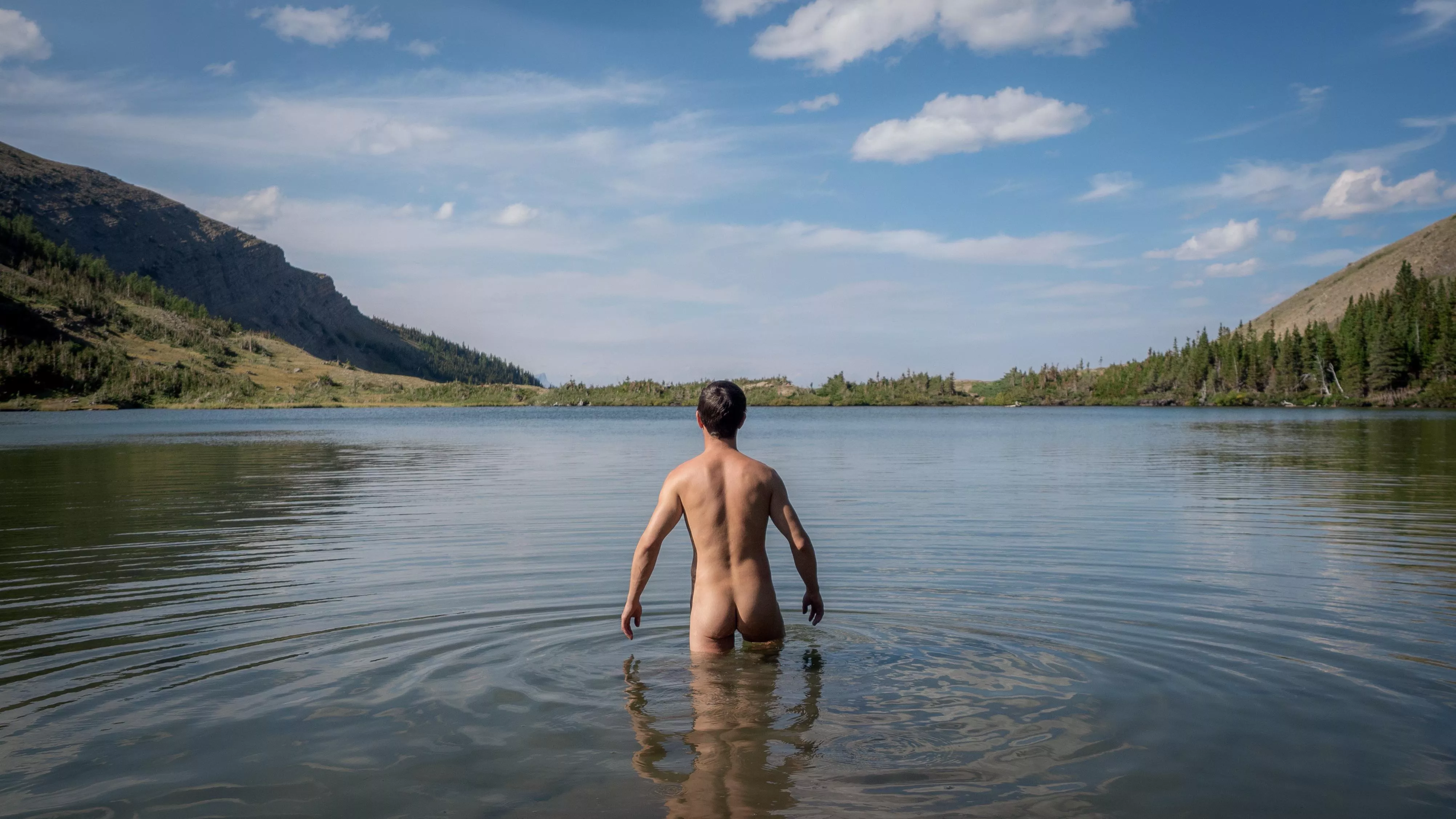 Can never resist skinny dipping in alpine lakes, even if it's cold!