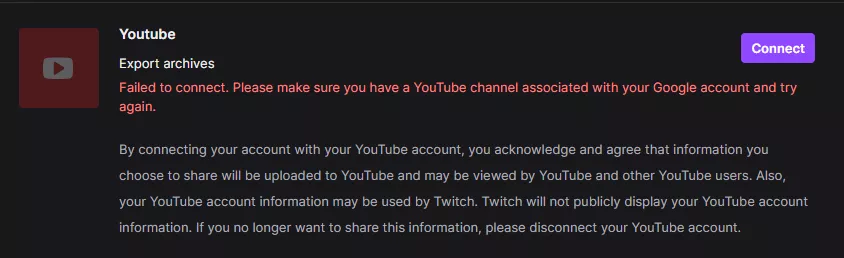 Can't connect Twitch and YouTube... please help