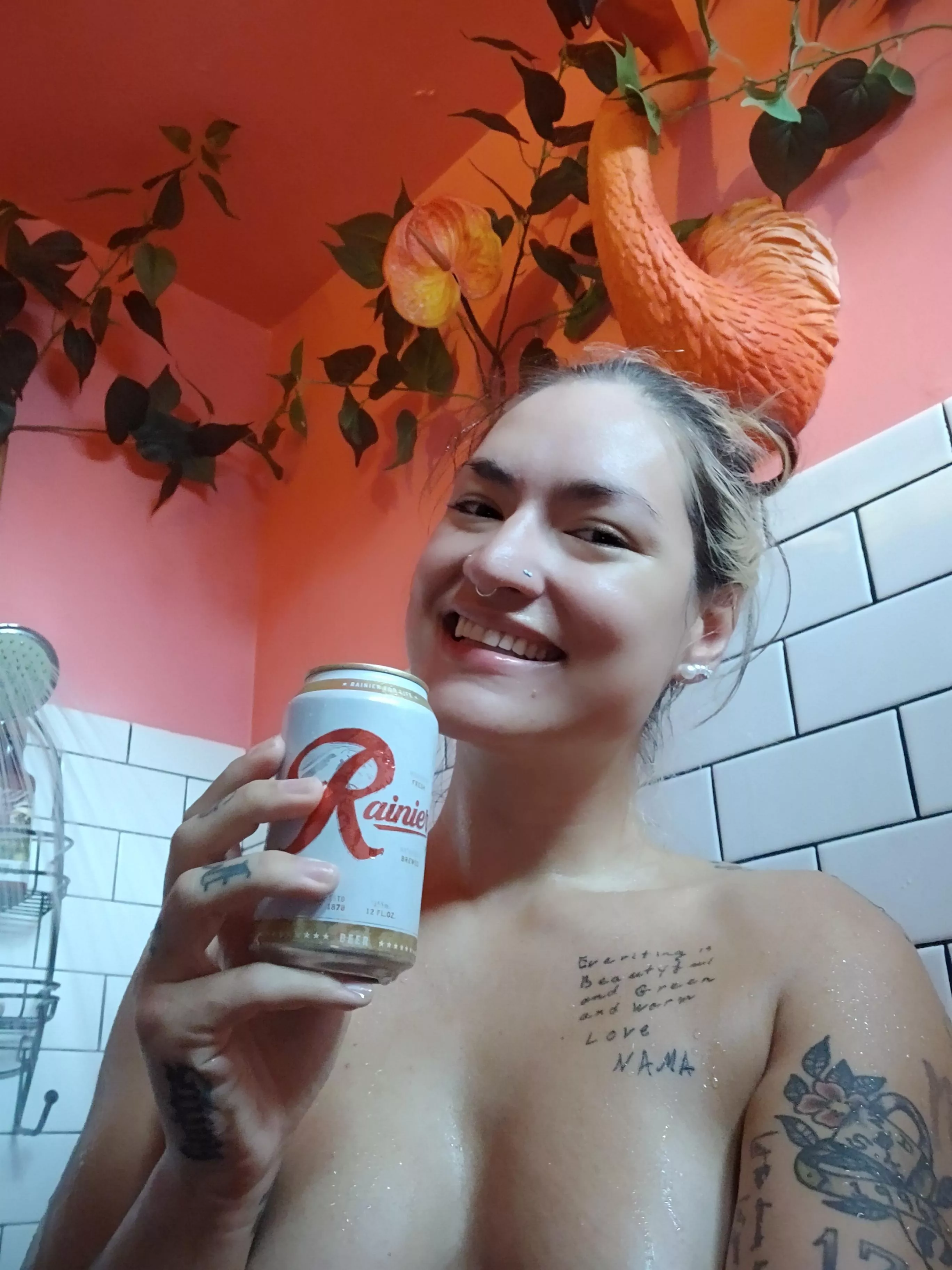 Can't shower without a beer!