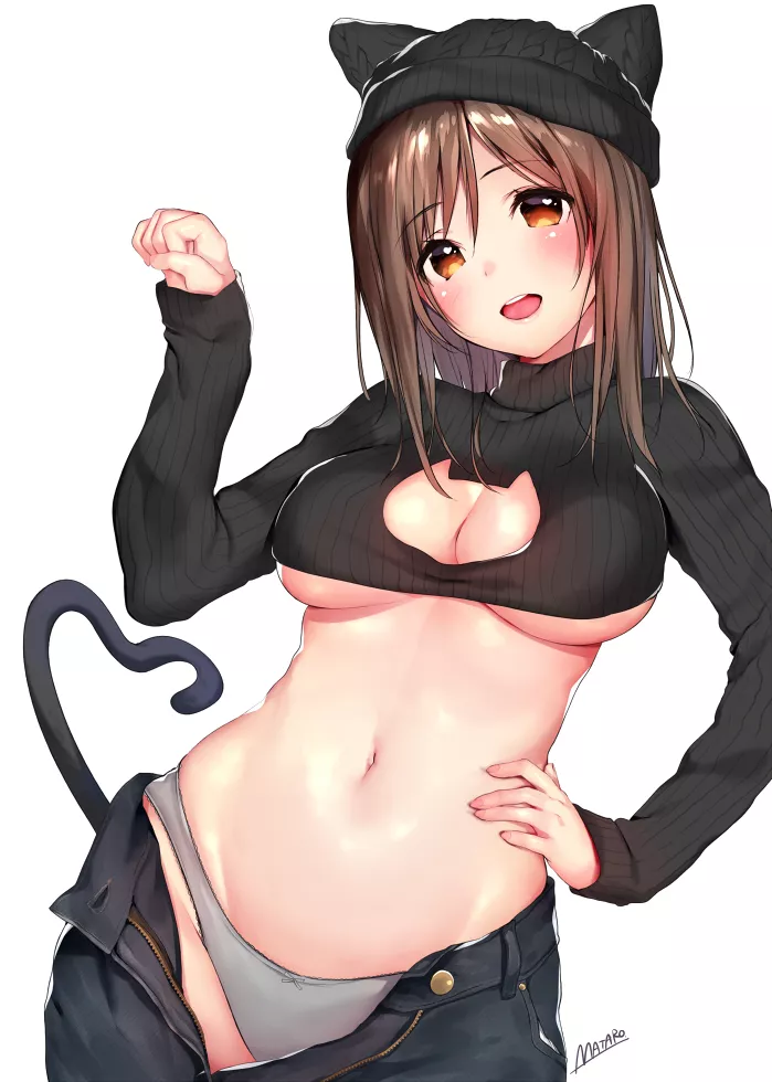 Catgirl midriff and pantsu [original]