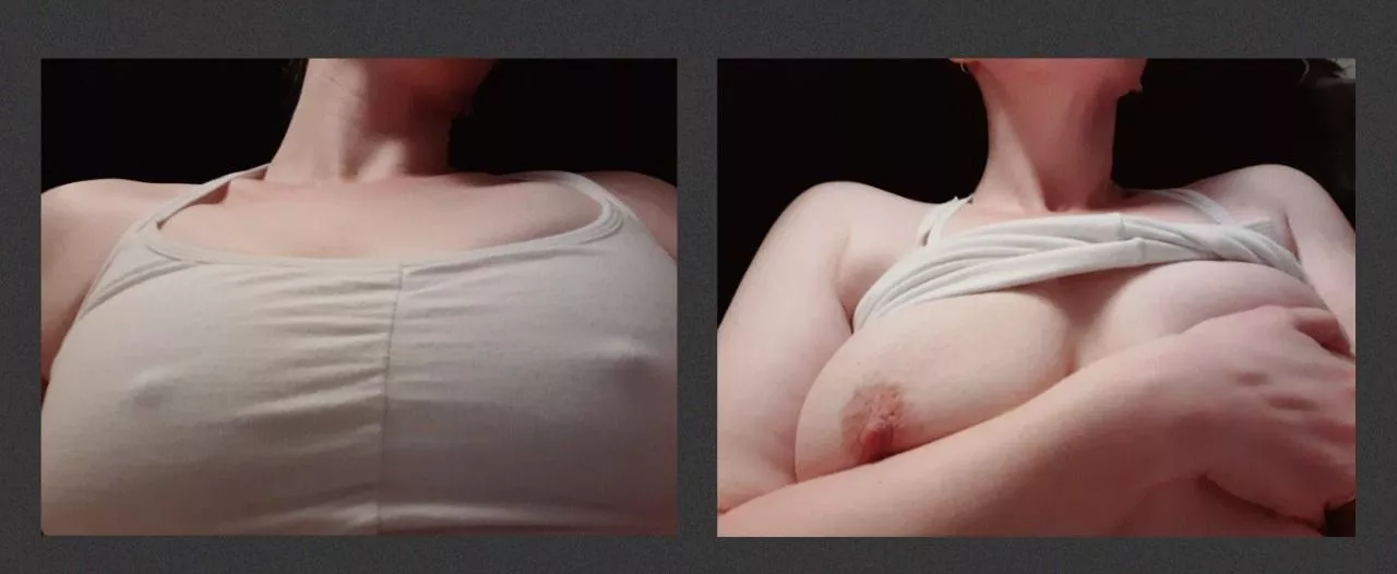 Changing after a workout and I've got goosebumps. (Bra on/off)