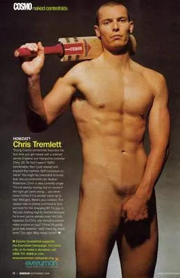 Chris Tremlett. English cricket player posing naked for Cosmopolitan magazine.