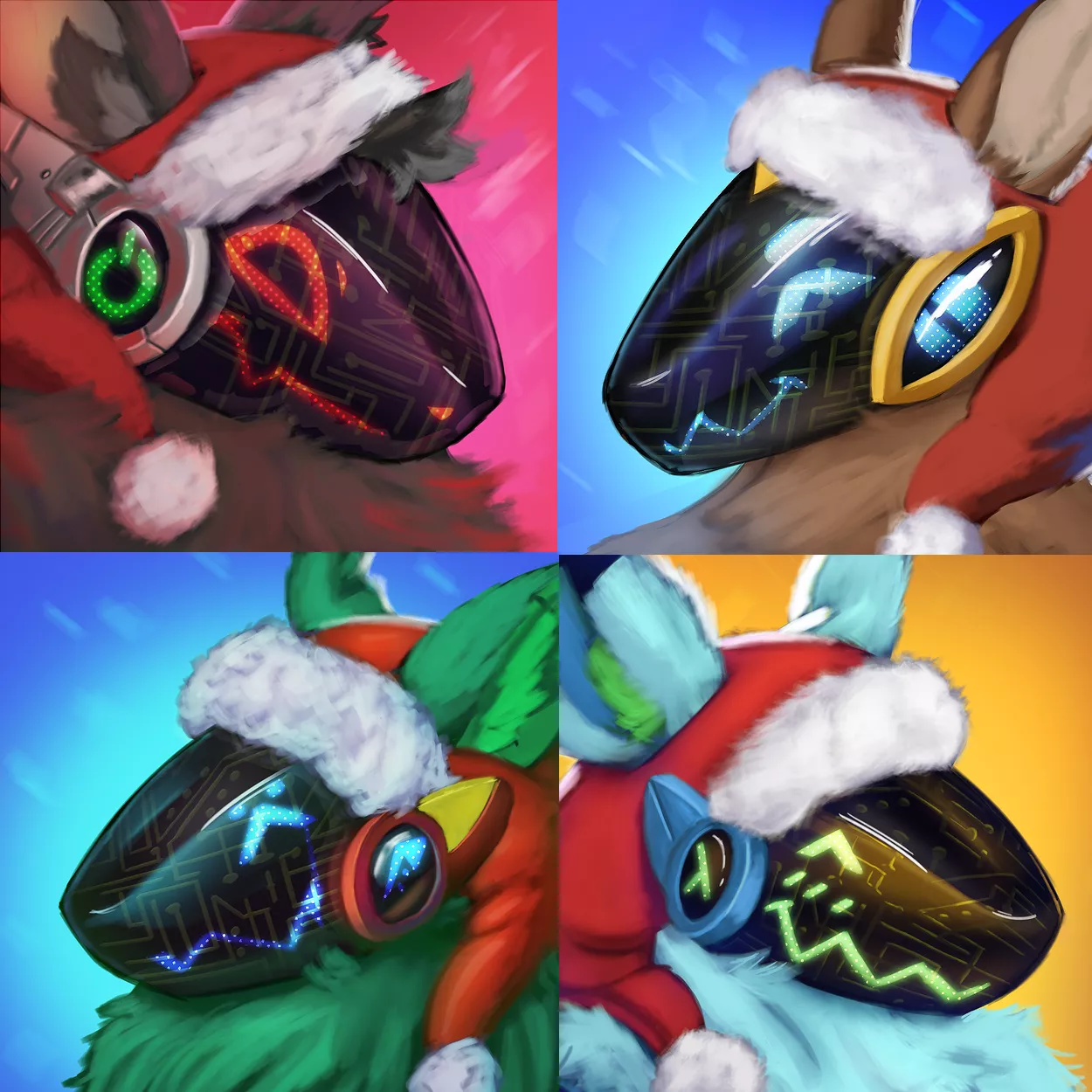 Christmas headshots I made this week, commissions open ! just $40, DM me!