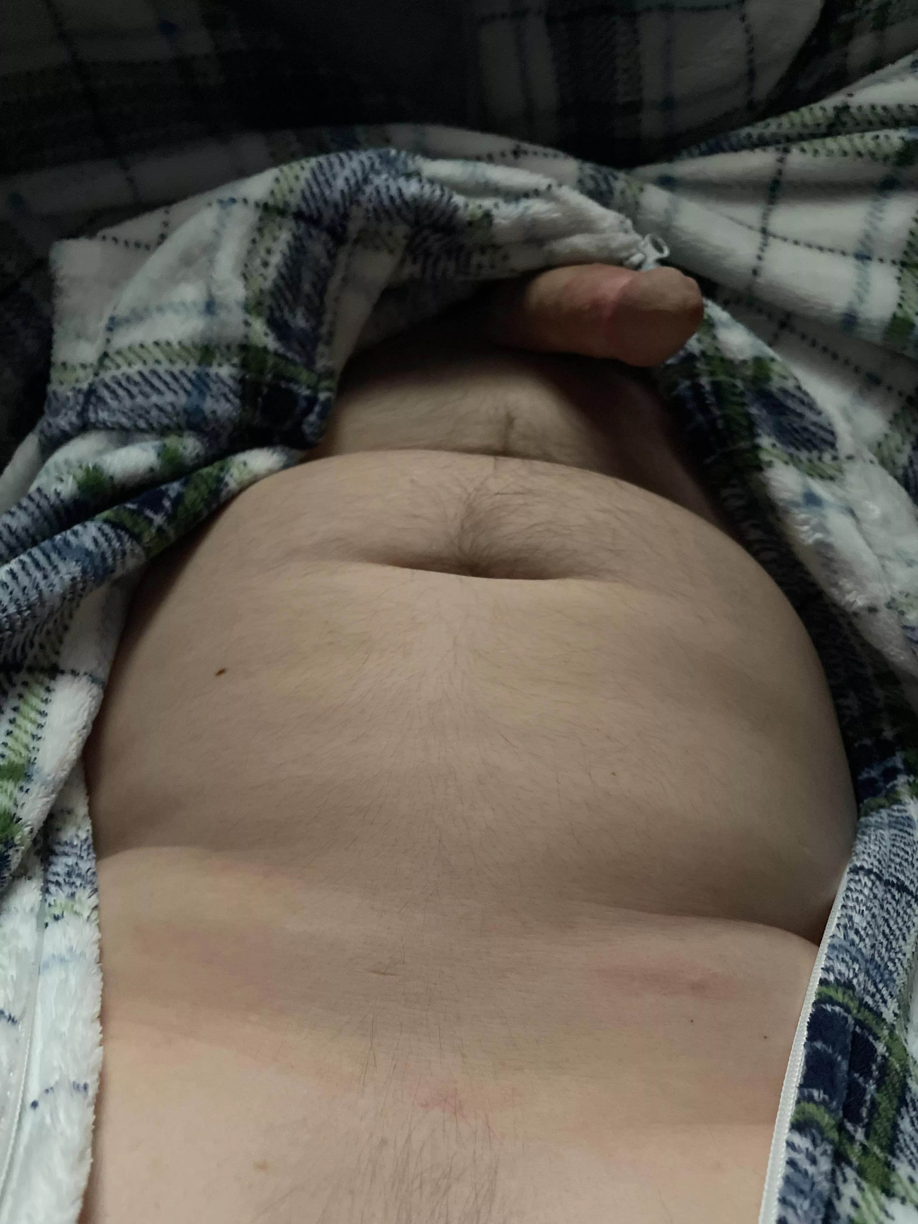 Chubby boy cold but horny so letting it hang out