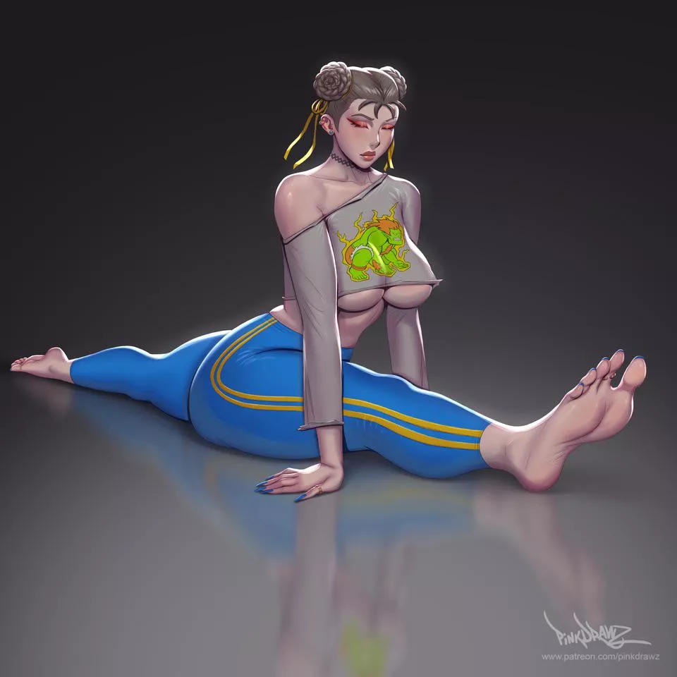 Chun-Li stretching (pinkdrawz) [Street Fighter]