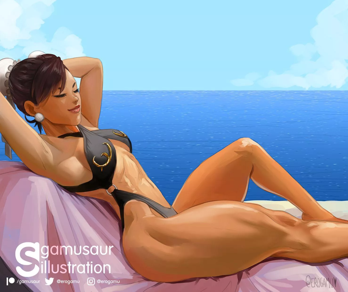 Chun-Li sunbathing (Ero-gamu) [Street Fighter]