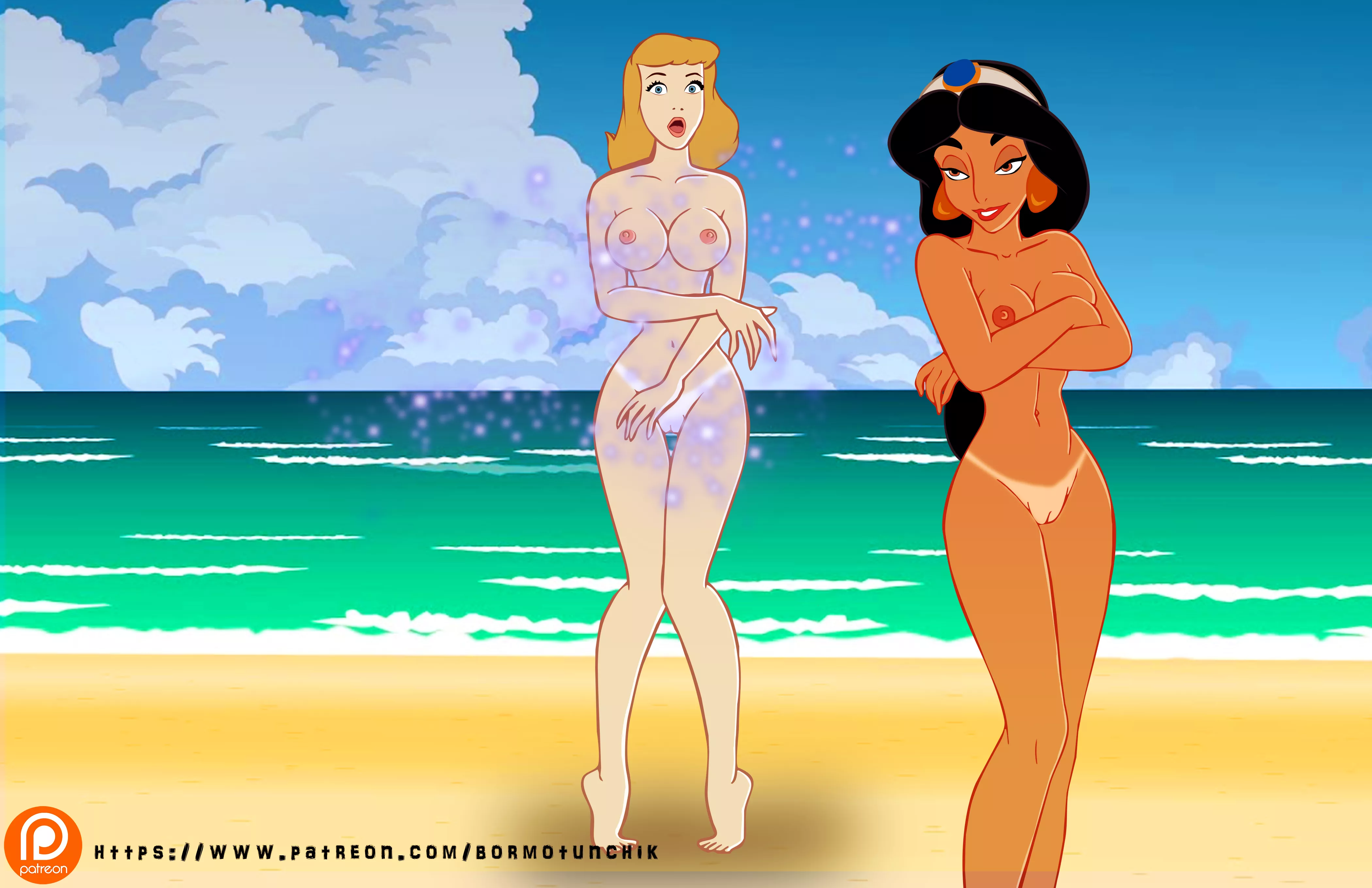 Cinderella and Jasmine at Beach (ENF) old work