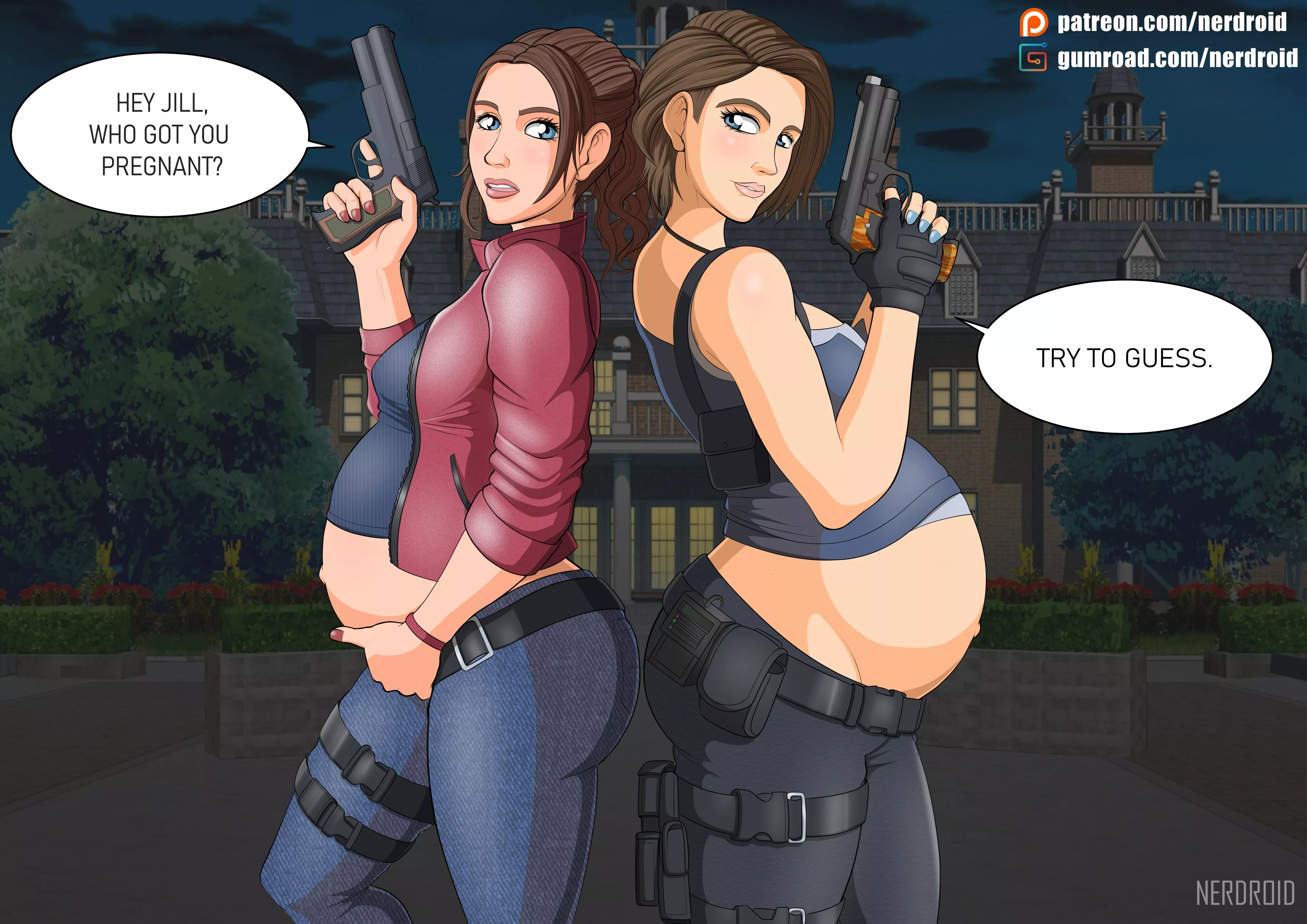 Claire & Jill pregnant - Resident Evil - Art by me(NerDroid)