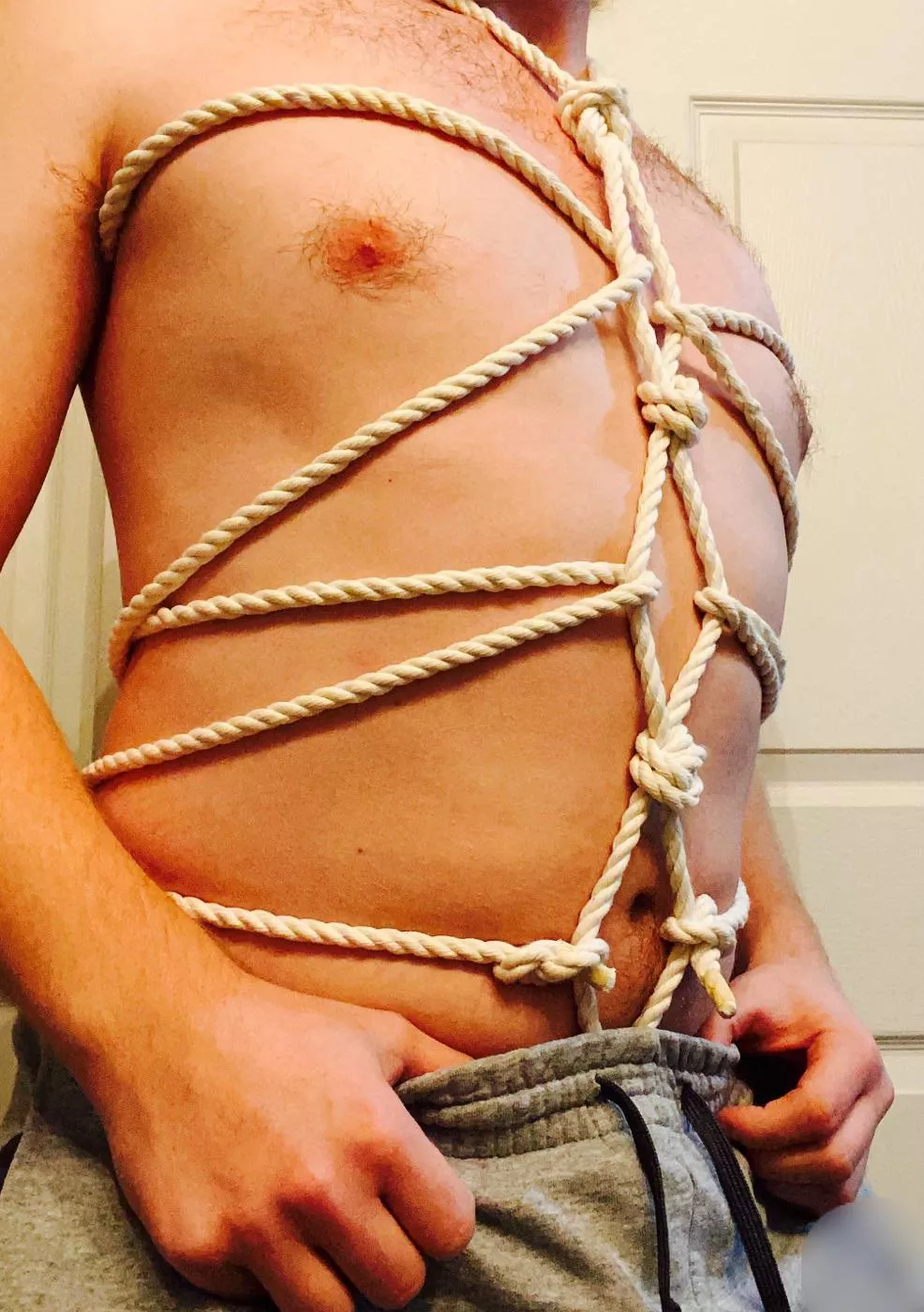 Classic Hishi Karada, not the prettiest but itâ€™s my first attempt at shibari, super comfortable!