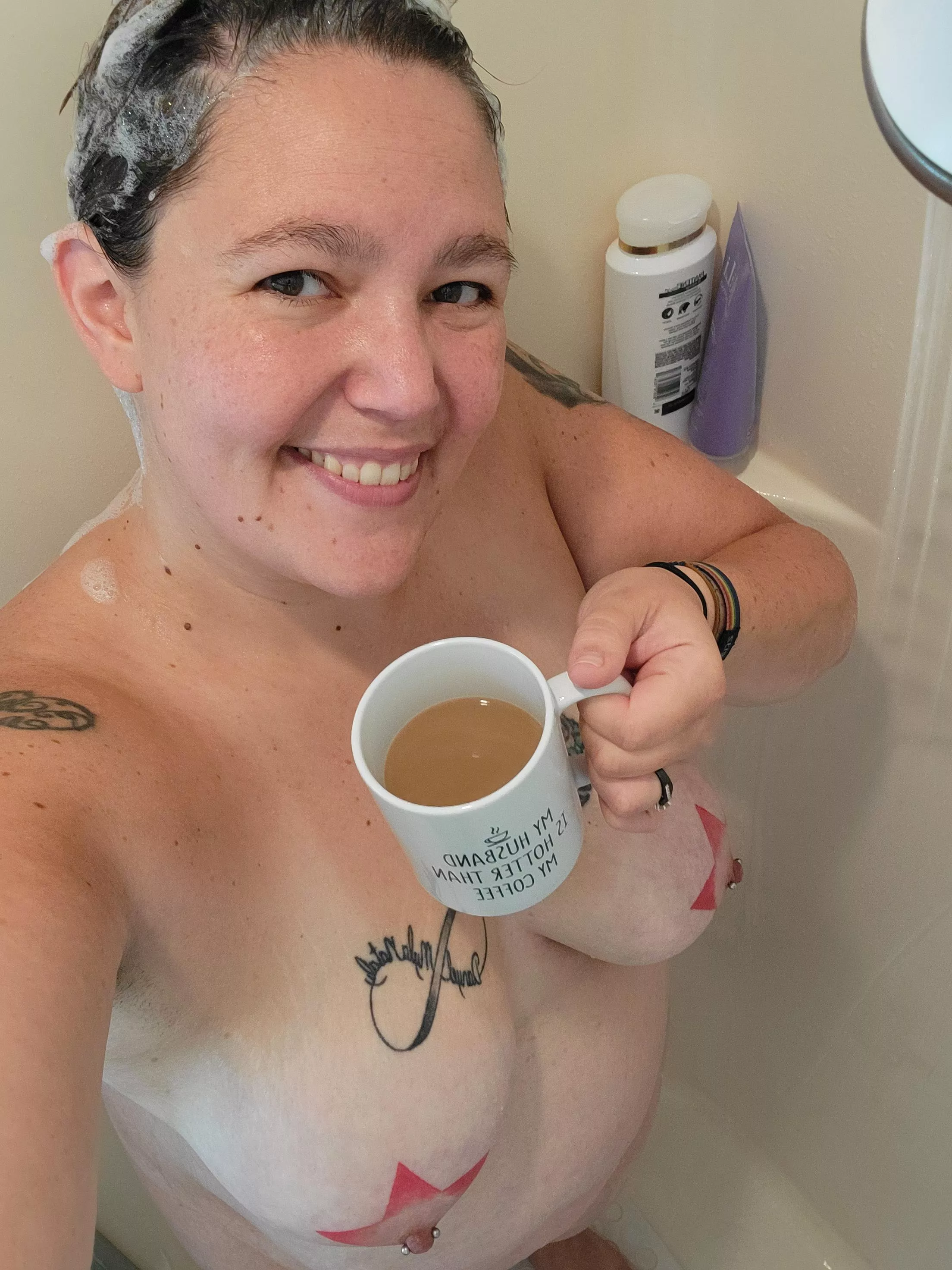 Coffee in the shower this morning. Pretty good start to the day