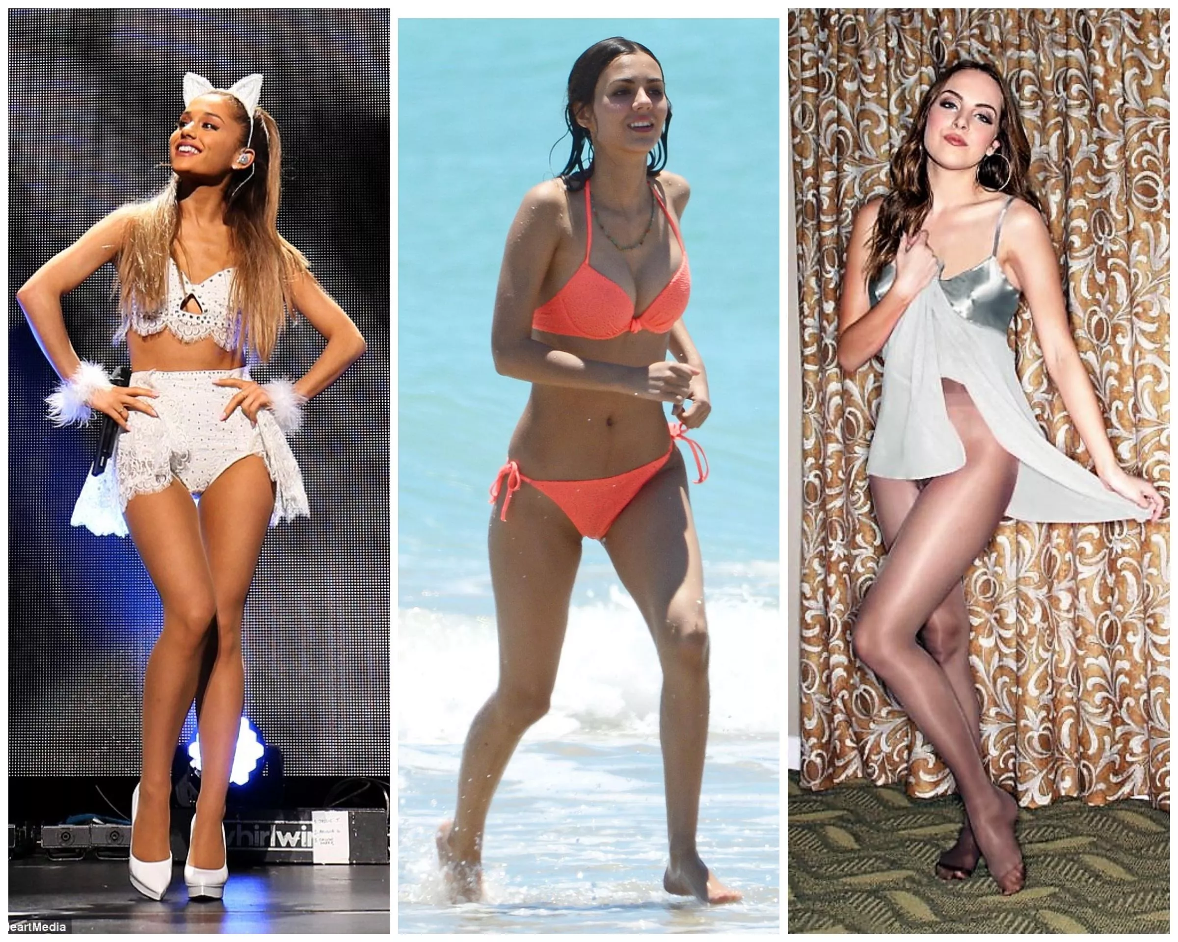 Collage: Ariana Grande, Victoria Justice, Liz Gillies.