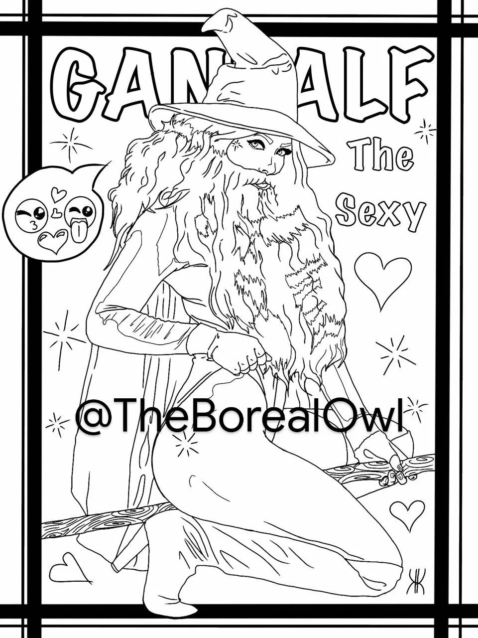 Colouring Page I did for my friends of Jessica Nigri's Sexy Gandalf