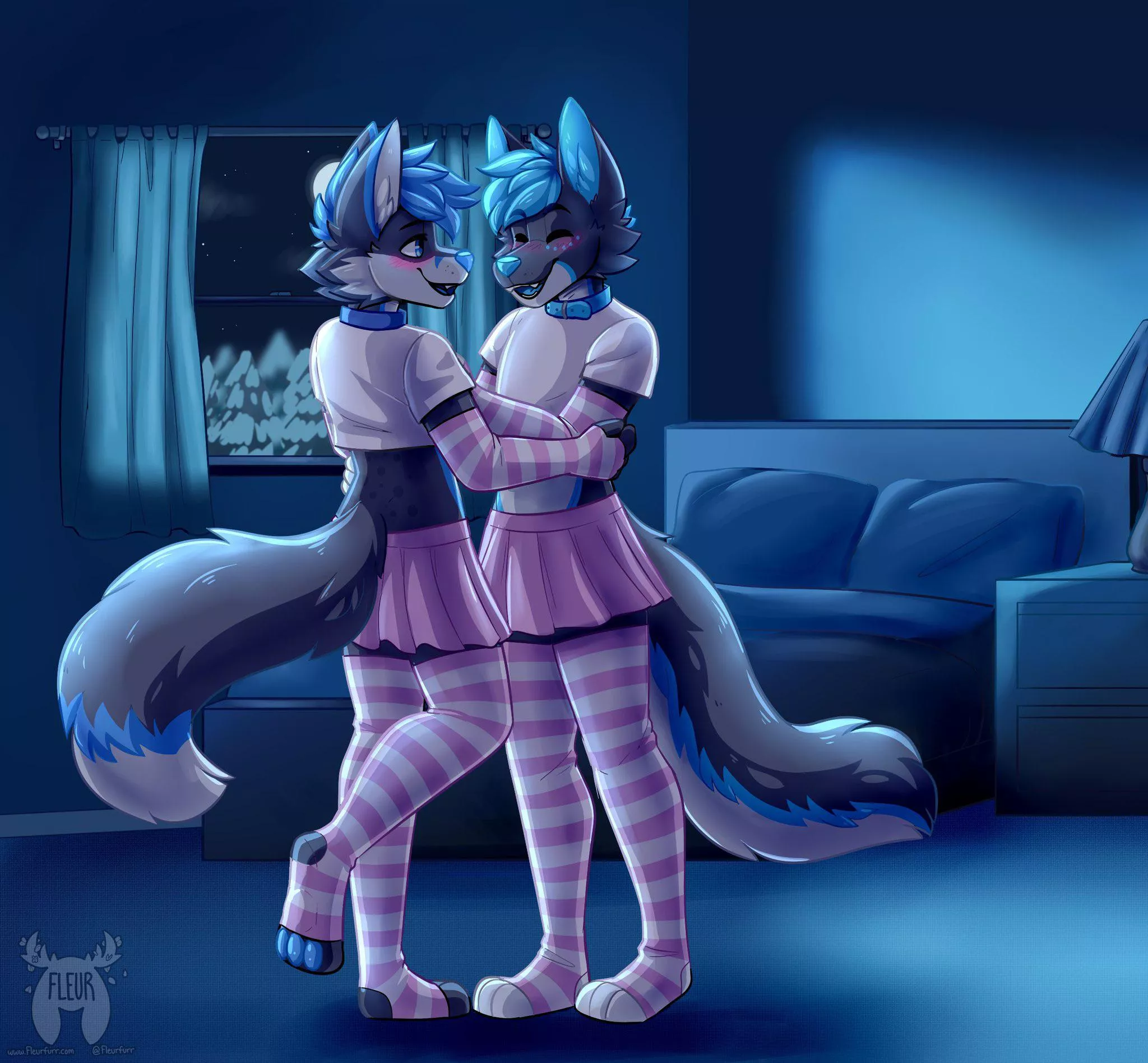 Commission for a cute couple (Art by me: @Fleurfurr on twitter)