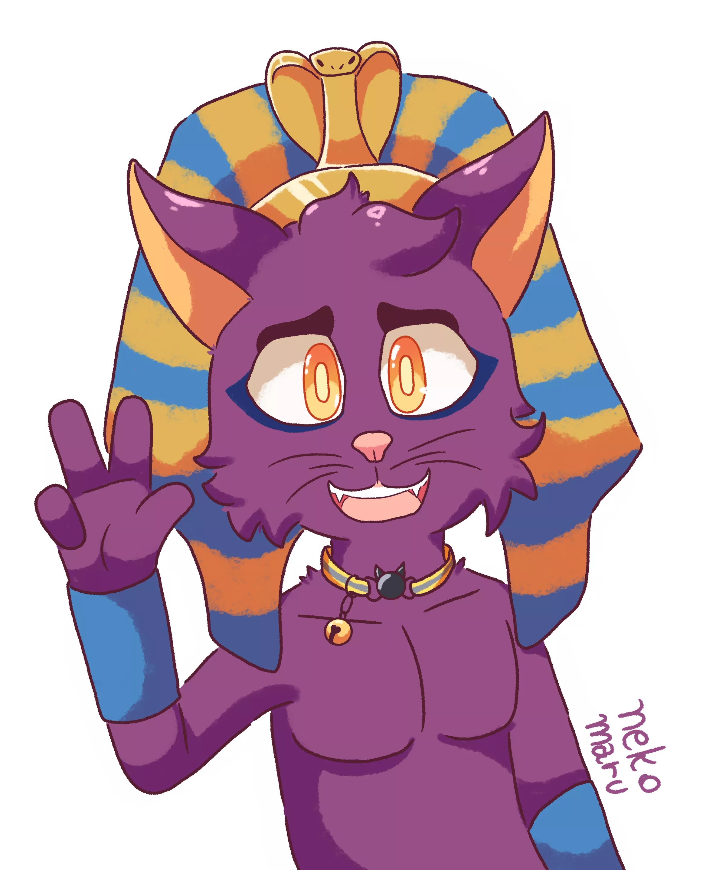 Commission for purplyplus with a pharaoh's costume (art by me)