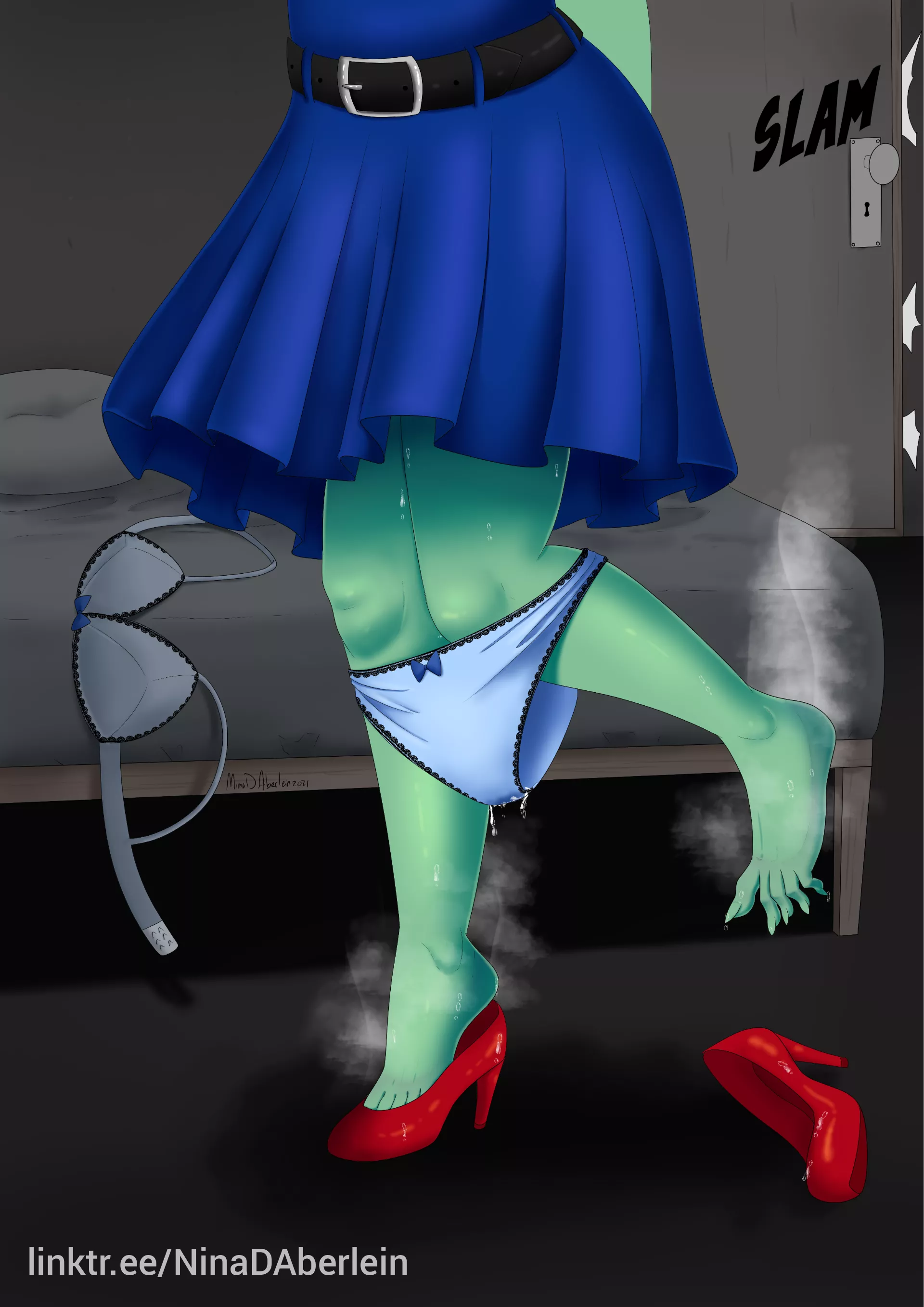 Commission Lower body of a steaming goblin girl after dinner on a date Art by me! Social media links in the image ^^