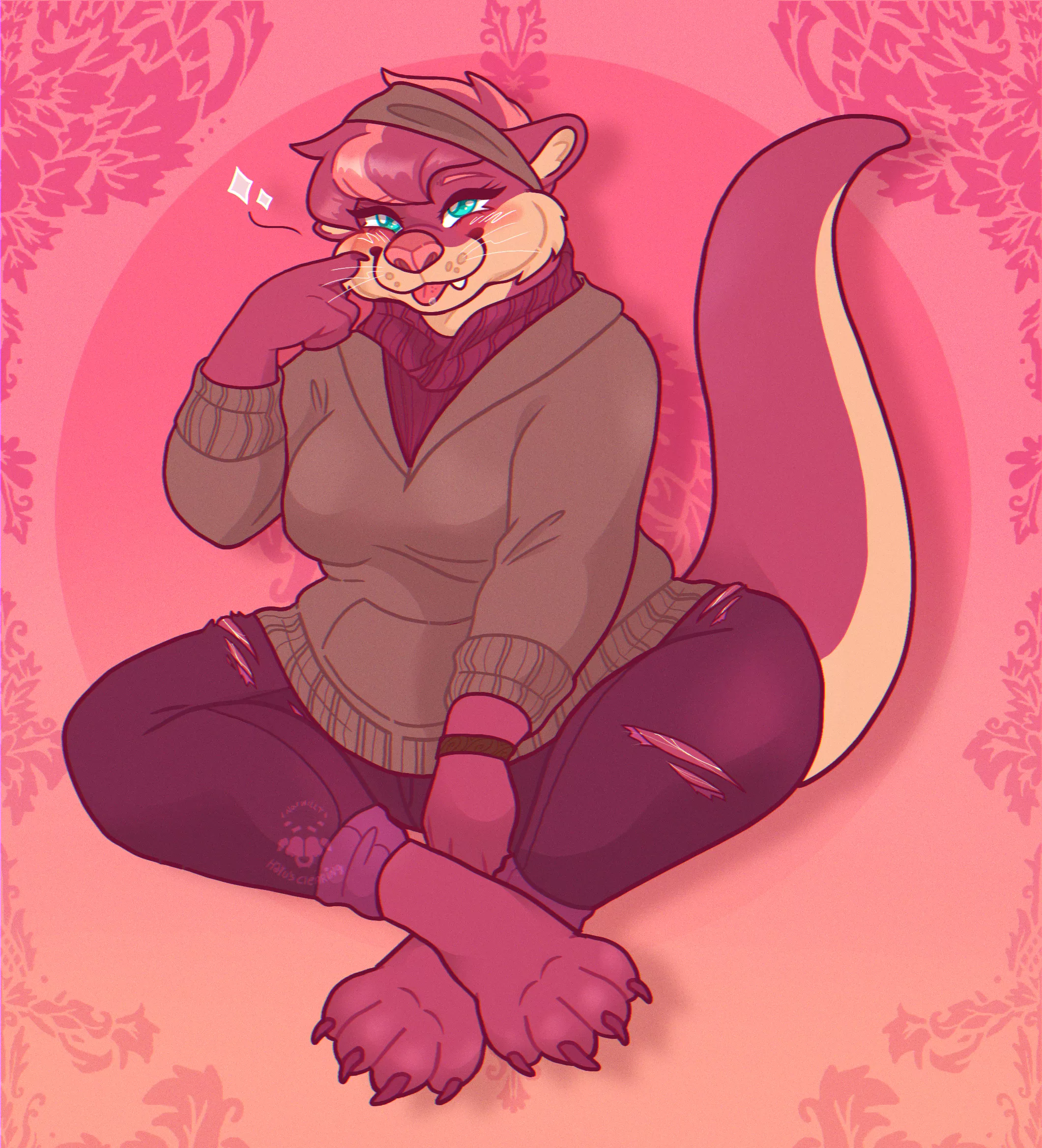 Comms finished for a cute otter on telegram! >< ðŸŒ¸ðŸ¦¦ *wink* â€¢ COMMS OPENâ€¢ (@Narwillt on twitter)