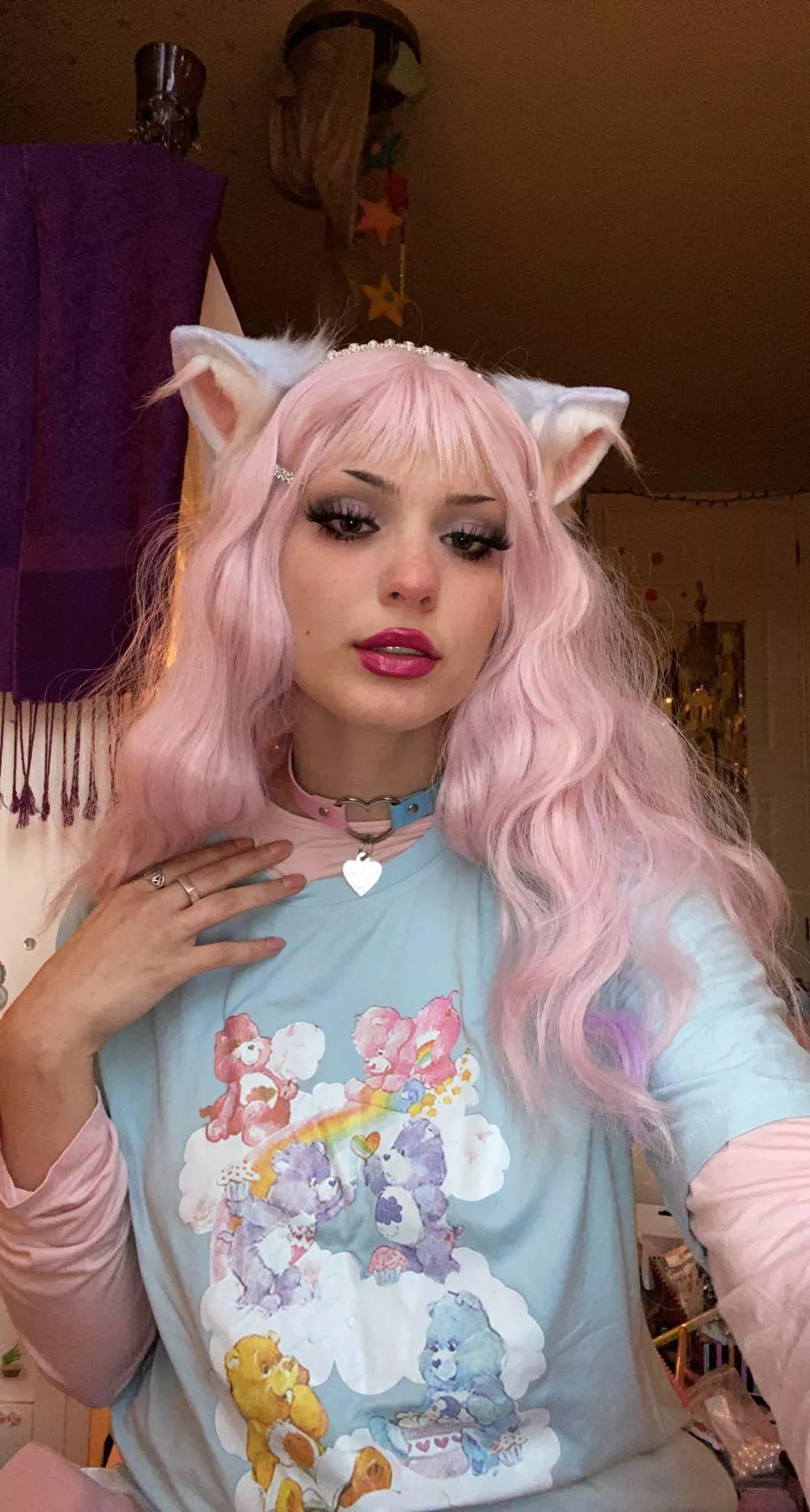 cotton candy collared kitty <3