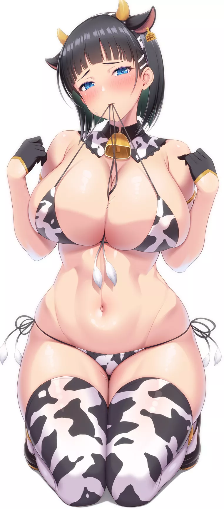 Cow girl ready to be milked