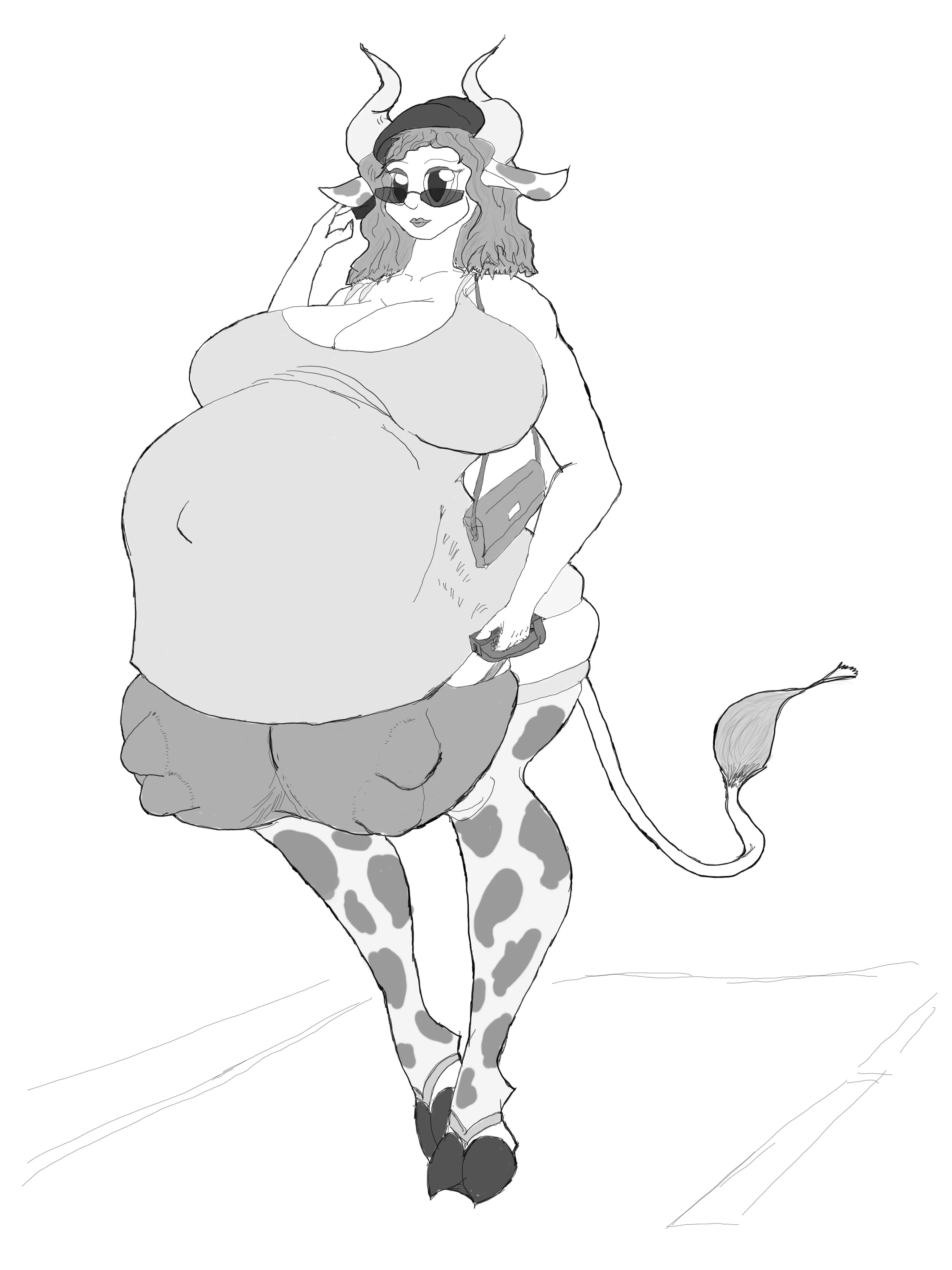 Cow mon waits a taxi