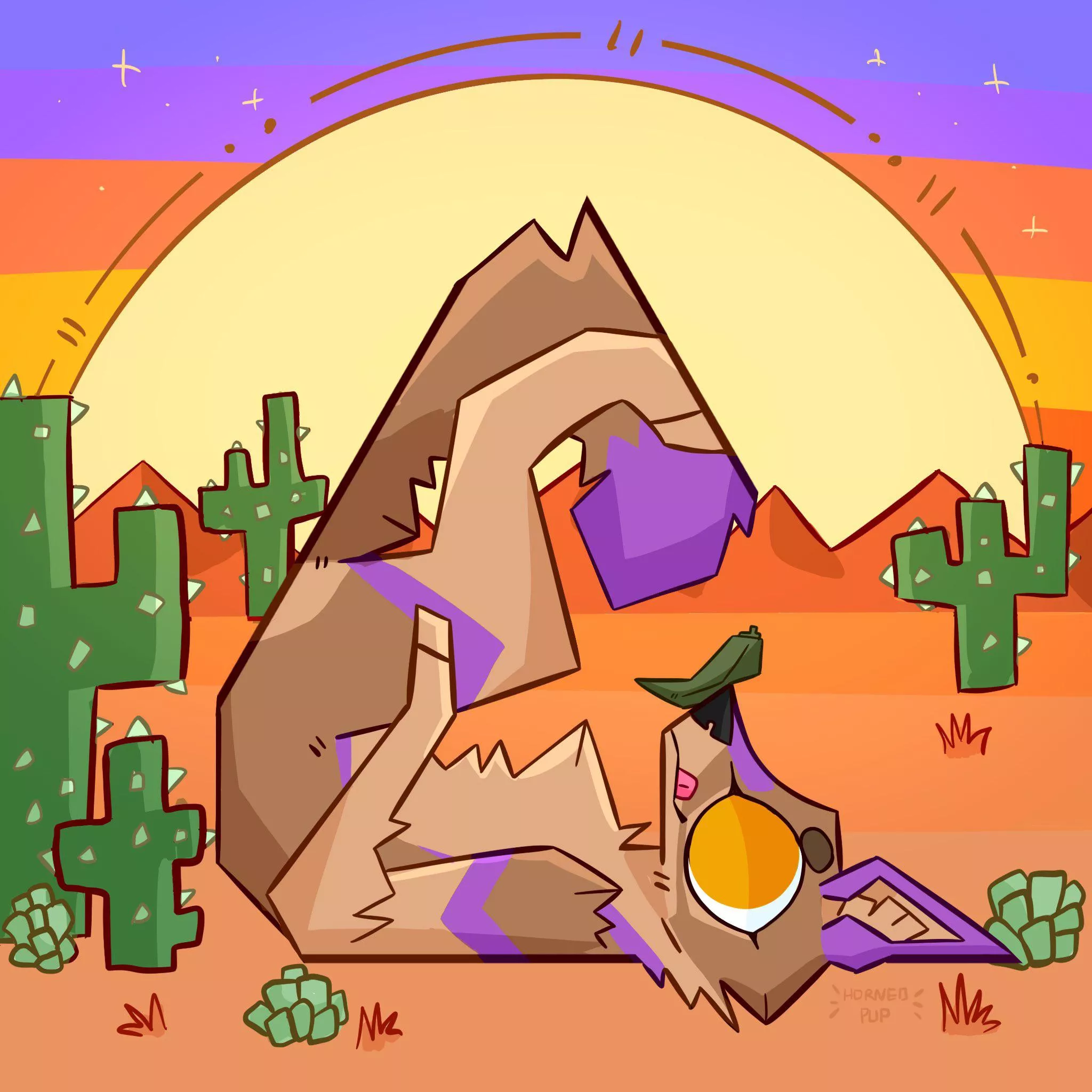 Coyote in the desert commission [OC] [@hornedpup on twitter]