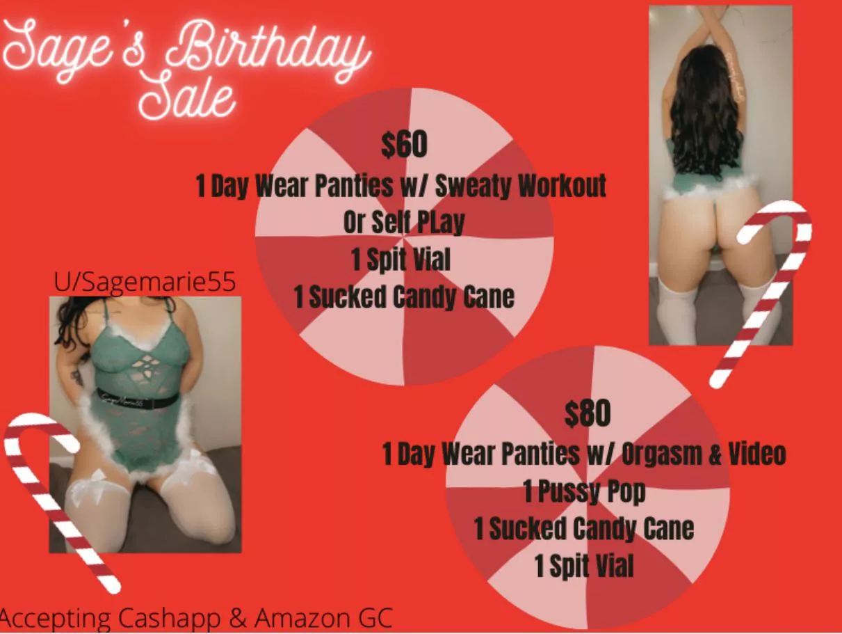 Cum Celebrate Sage for My Birthday Month ðŸŽ‚ [Selling] Pantiesâ€¢ Vials ðŸ§ª â€¢ Half Off Gym Setsâ€¢ Pops & More ðŸ’¦ [kik] Sagemarie55