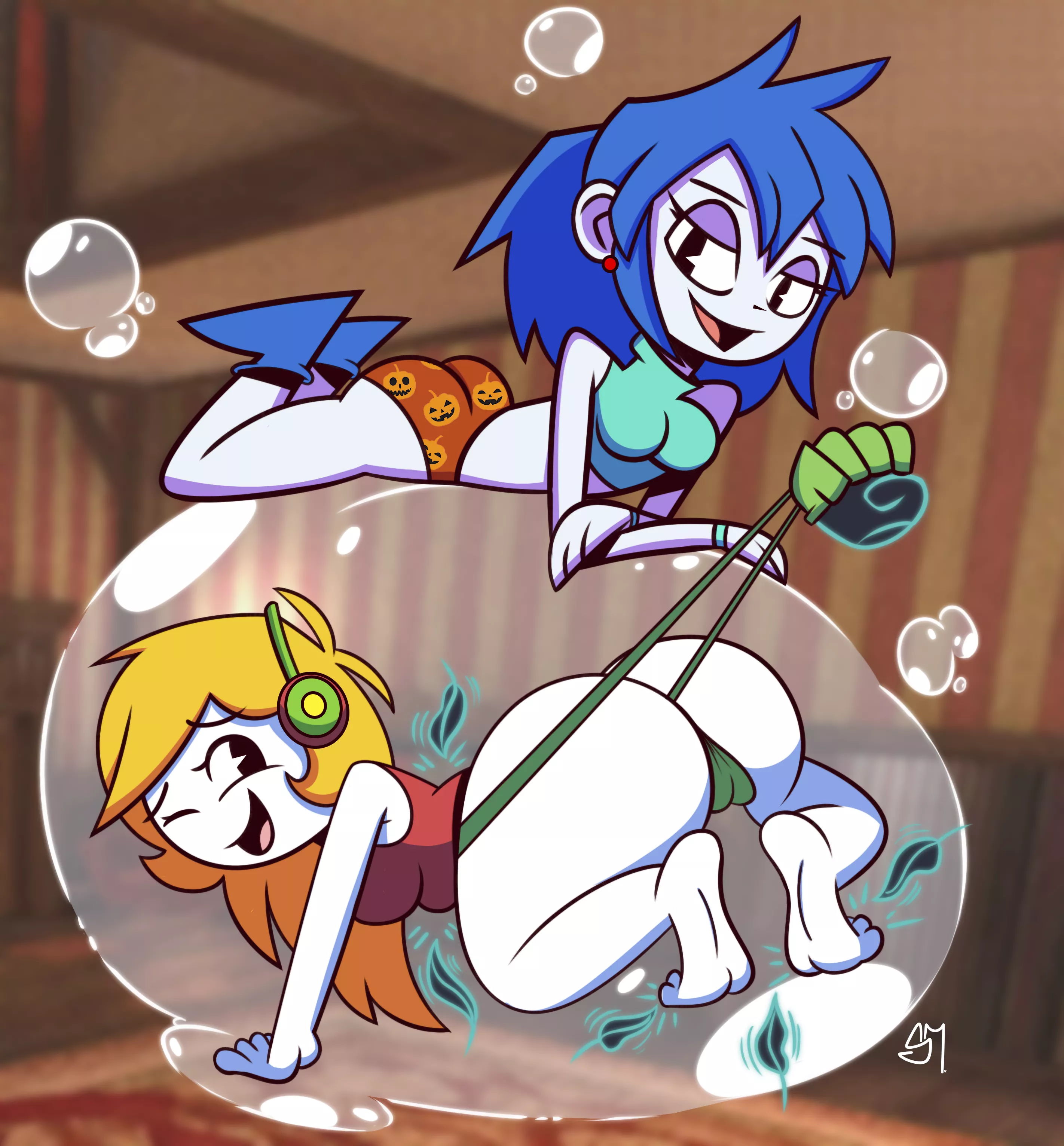 Curly gets bubbled, tickled, and wedgied by Misery (SemirulalMite) [Cave Story]