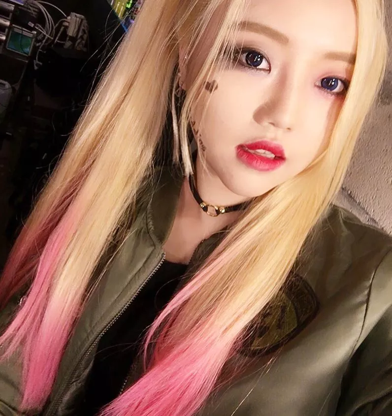 Cute blonde asian with choker