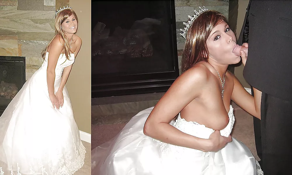 Cute bride didn't waste any time getting onto that cock