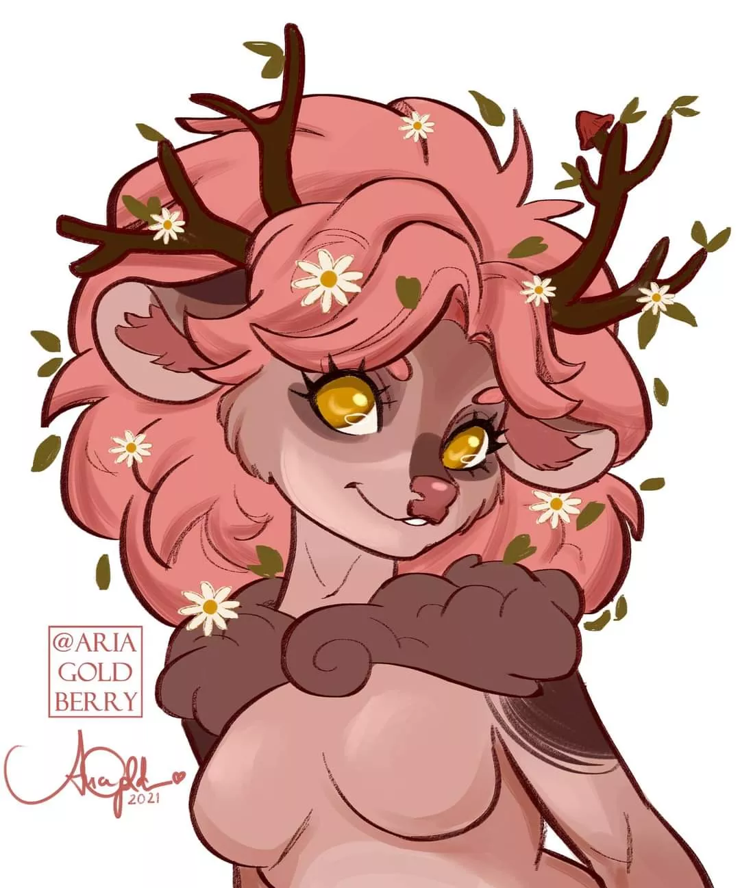 Cute deer bust sketch (@AriaGoldberry at twitter)