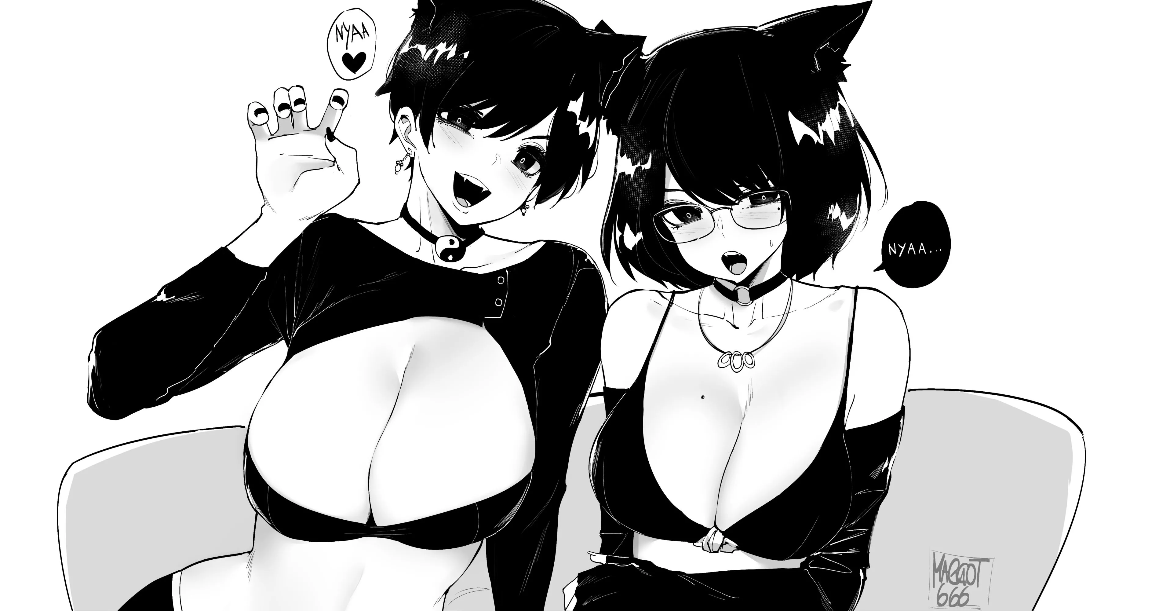 Cute goth sisters go nyaa [Norman Maggot] (Original)