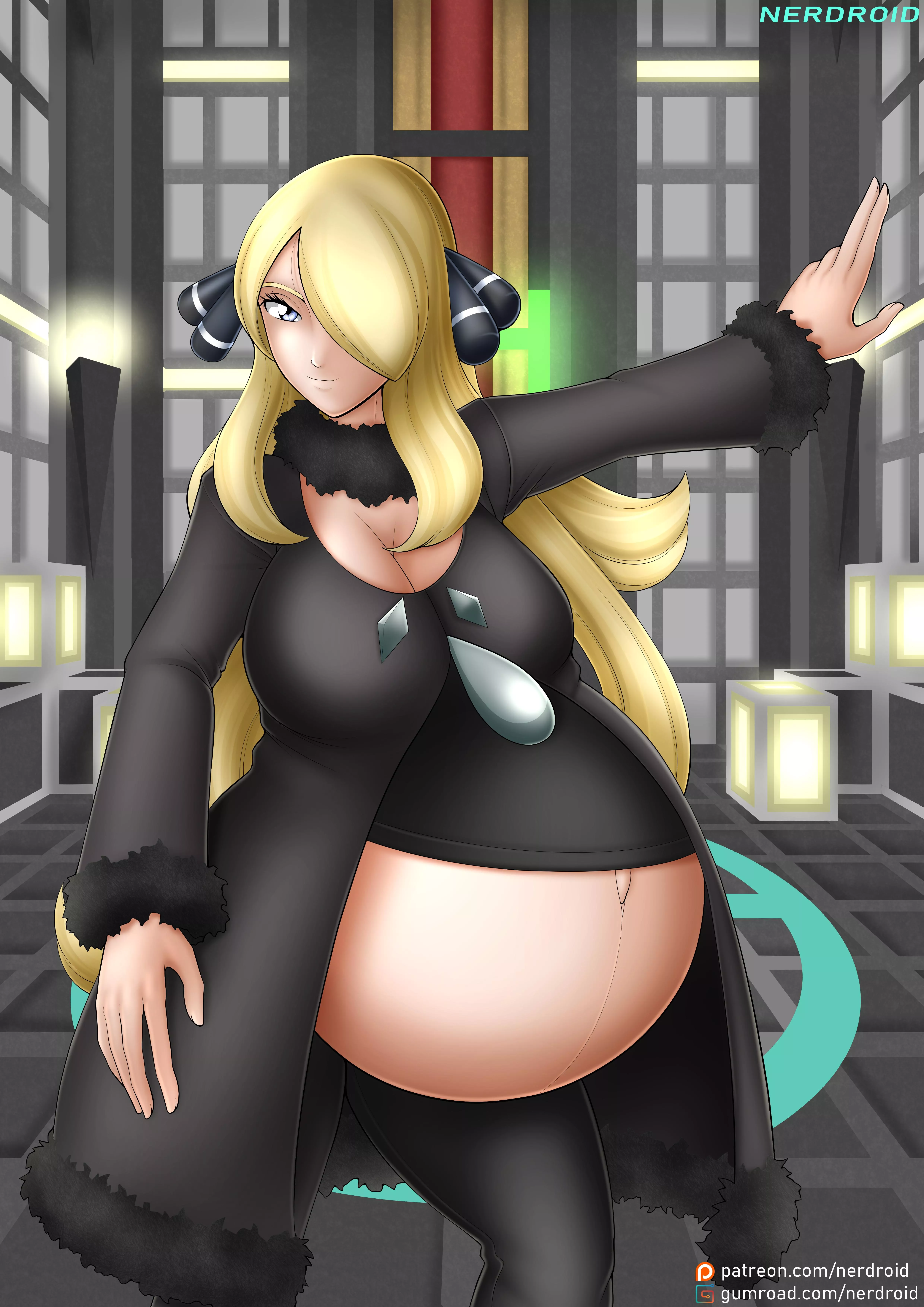 Cynthia pregnant - Commission - Pokemon Brillaint Diamond & Shining Pearl - Art by me(NerDroid)