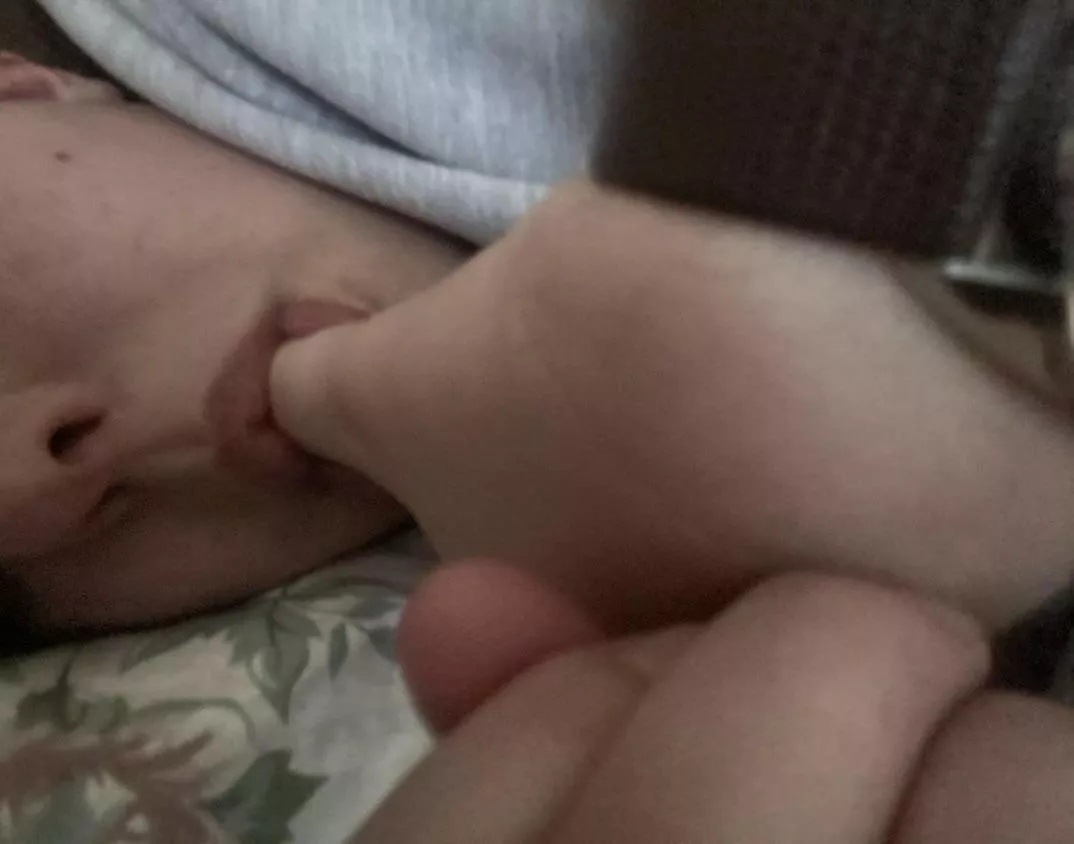 Daddy’s thumb comforts me best after he uses me