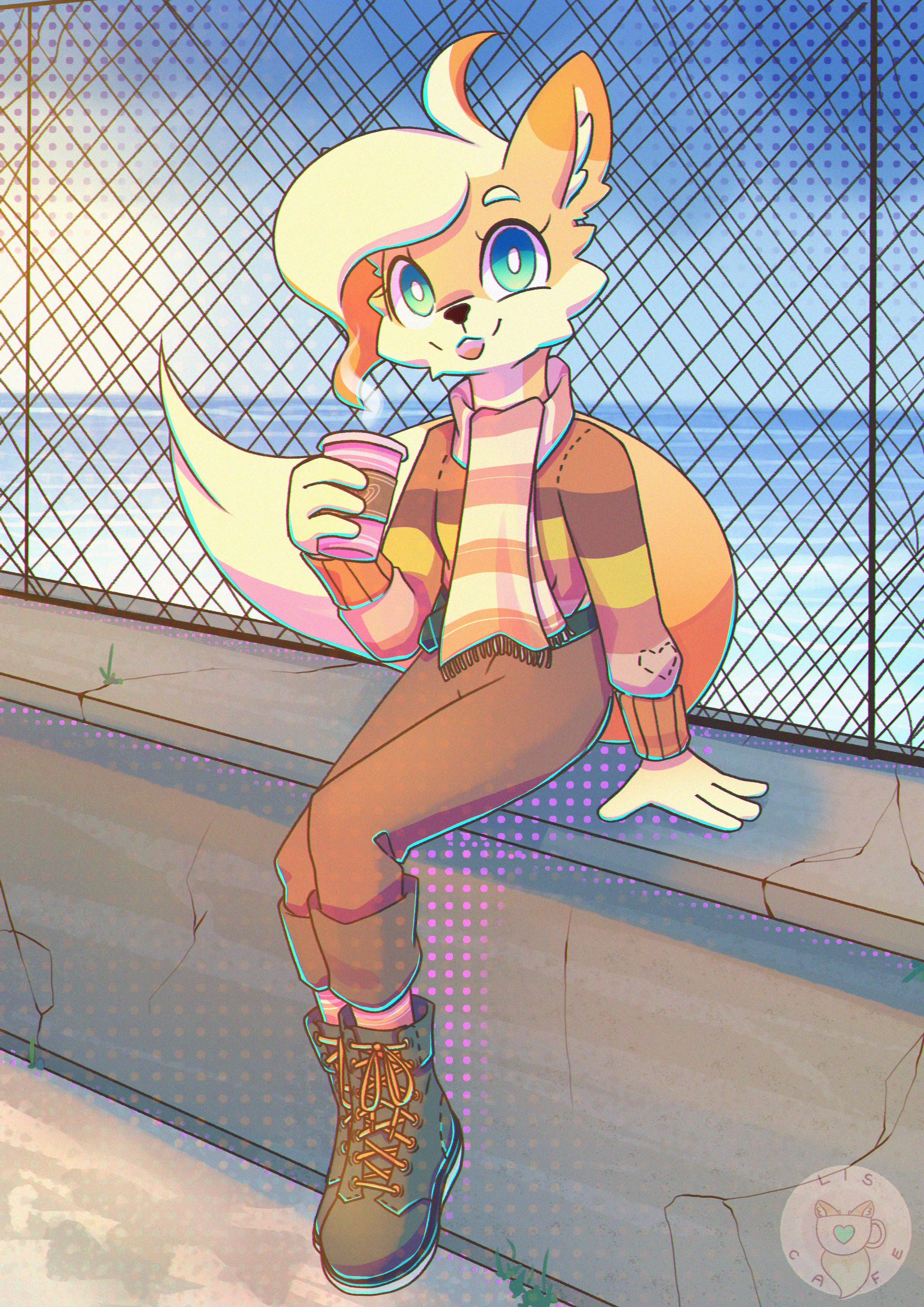 Daily furry drawing ; Day 1 - Sun (Twitter: @LisCaffe)