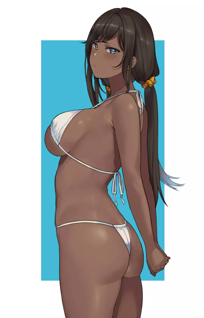 Dark skin girls in white bikini always look so sexy (hai ookami)