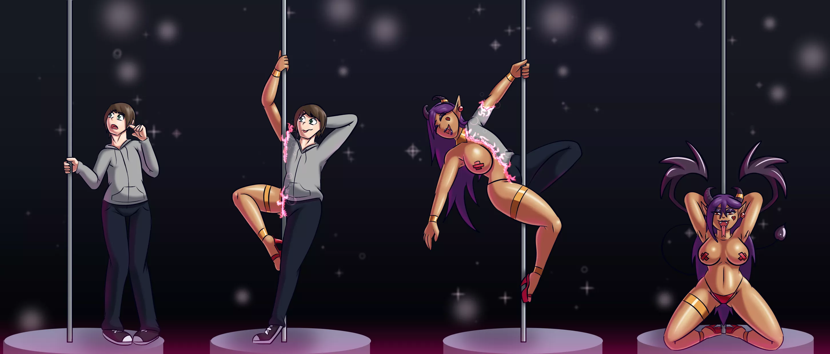 Dazzling poledance [M Human -> F Succubus, TGTF/MTF] by Antischwert/ach48