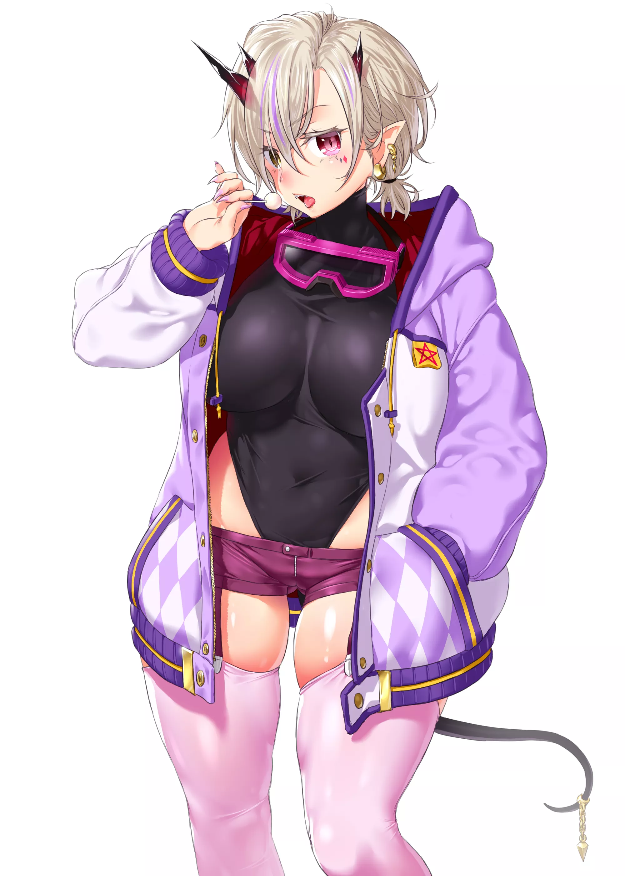 Devil Girl In Tight Clothes Under A Hoodie (Onsoku Inu) [Original]