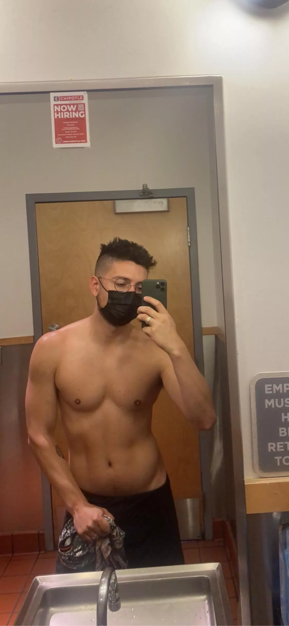 Did I take my shirt off in a chipotle bathroom bc I thought the lighting was good? Yes. Do I have any regrets? Maybe