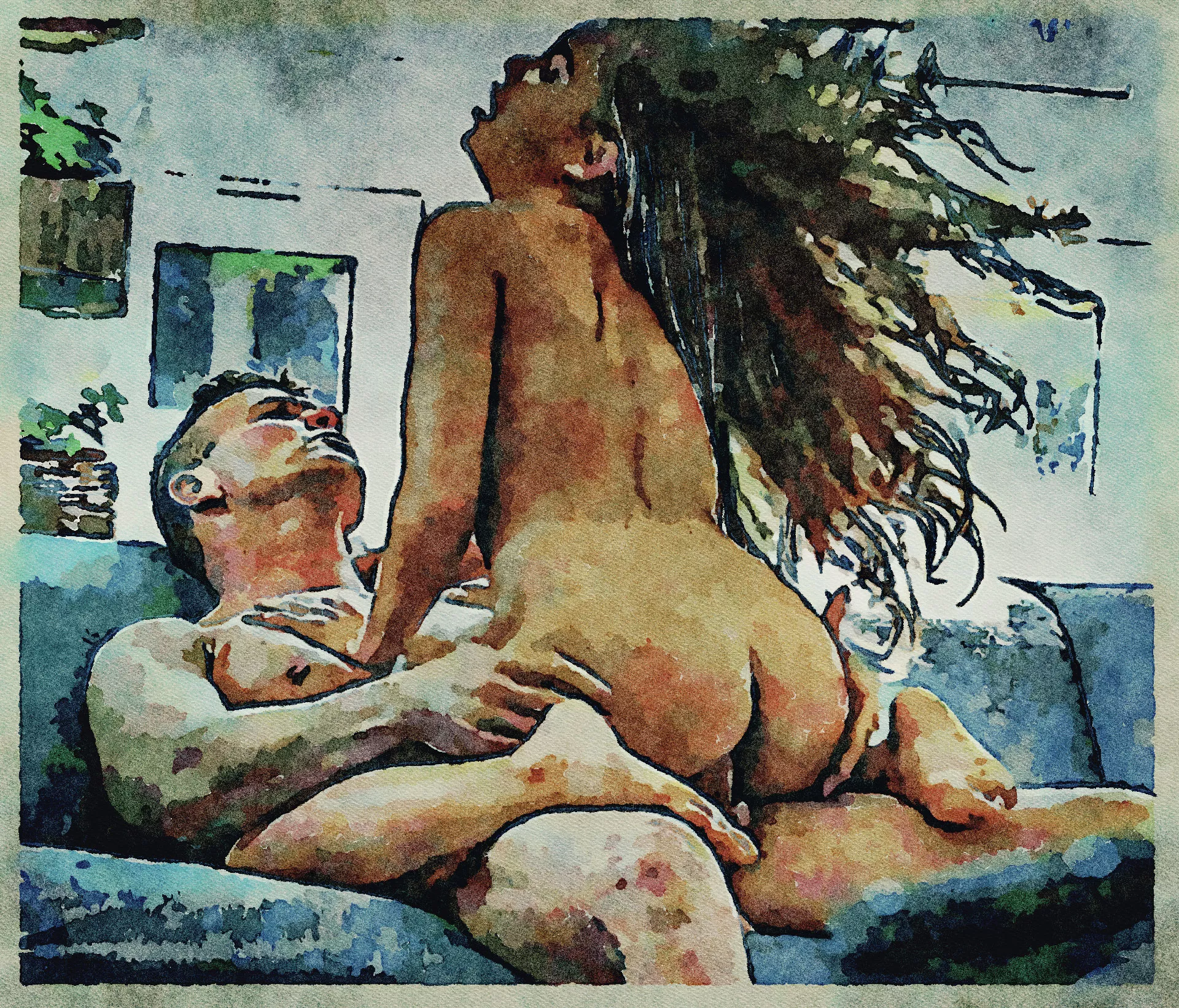 Digital Erotic Watercolor Art - 34