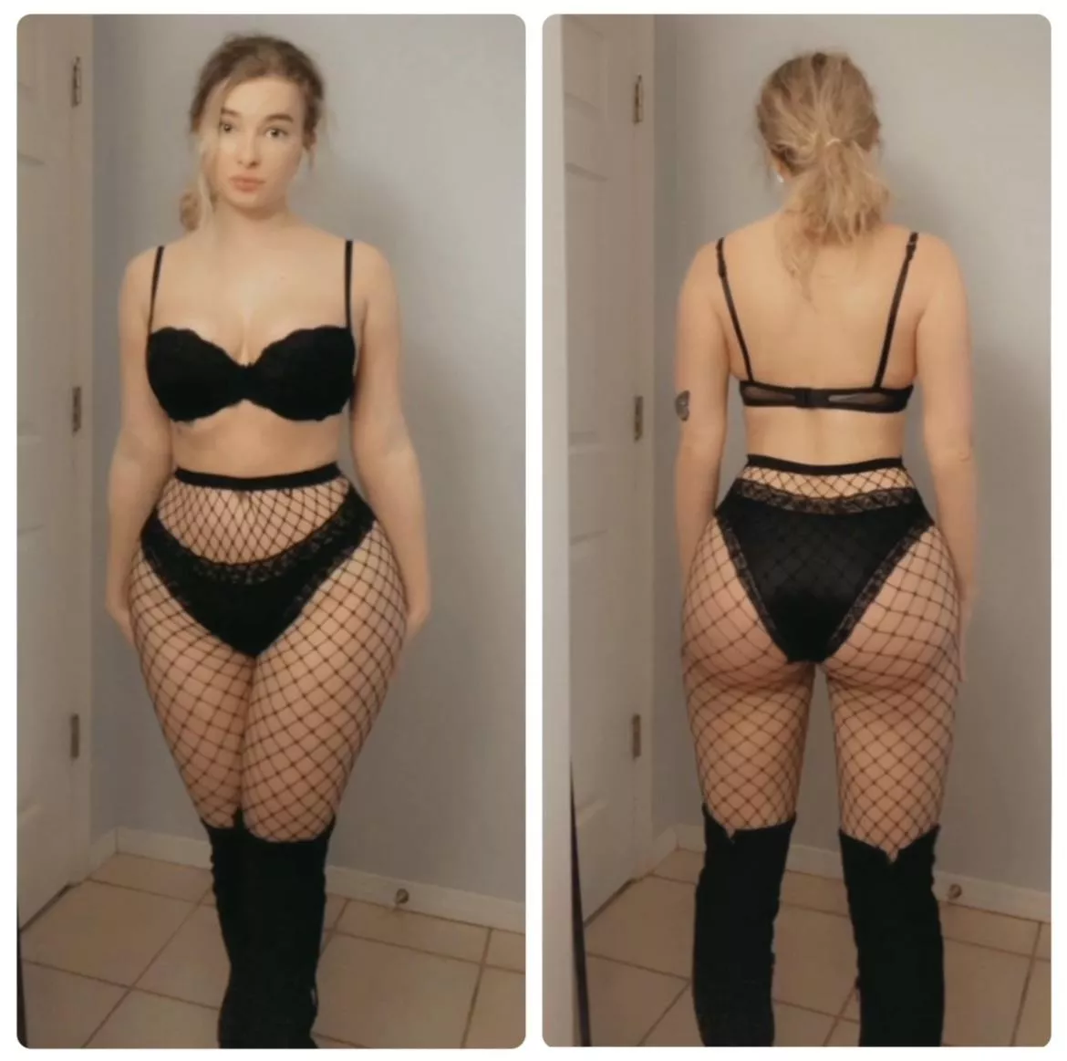 Do my fishnets look better on me from the front or back?