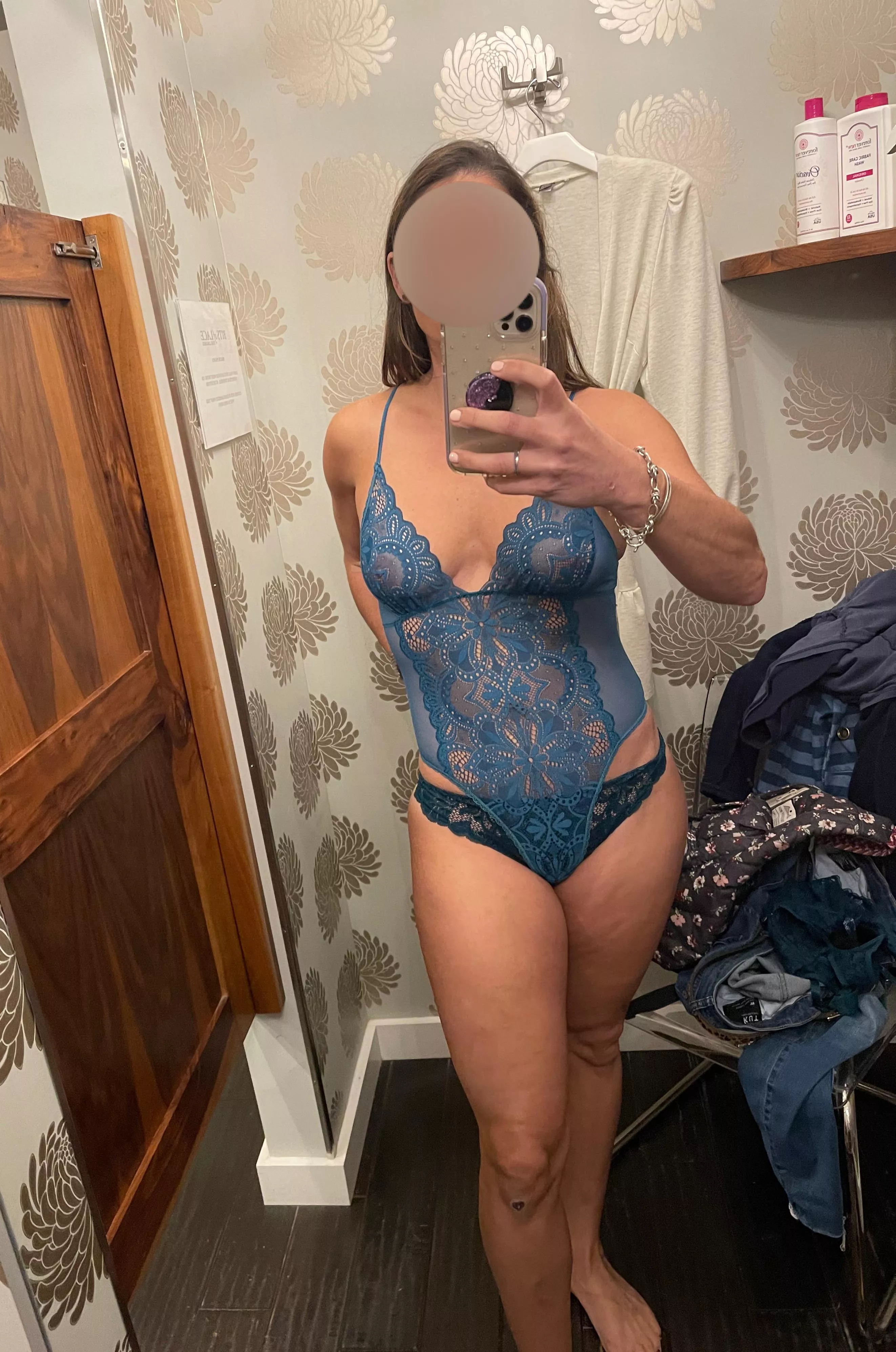 Does it count if sheâ€™s wearing them while trying on lingerie?