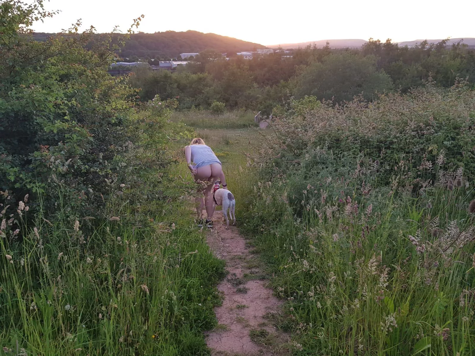 Dog walks are ideal for a cheeky mooning!