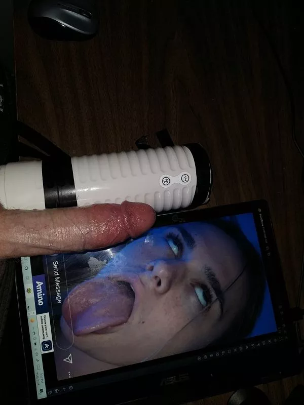 Doing Fleshlight stroking videos on Kik mrjuicycock1 doing tongue out begging